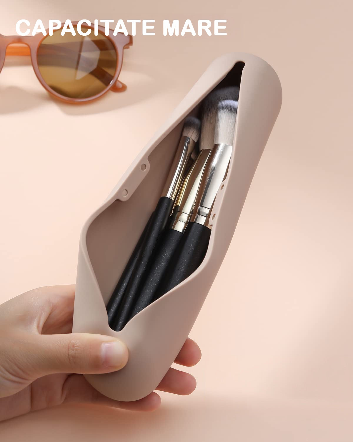Organizator pensule machiaj pentru calatorii, din silicon anti-cadere, portabil, elegant, usor, inchidere cu magnet – imaginea 2