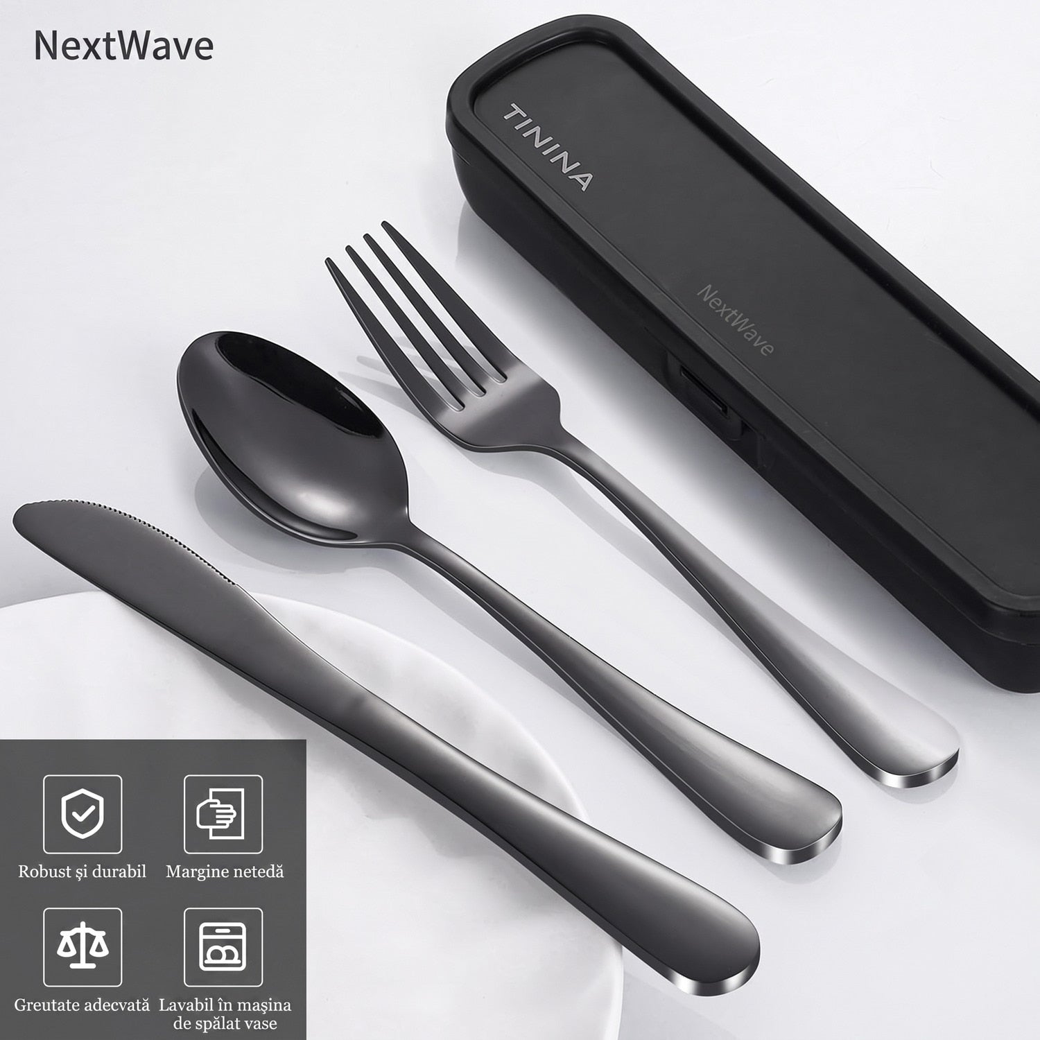 Set tacamuri portabile de calatorie NextWave® cu caseta de transport ranforsata si inchidere cu clema, 4 piese compacte din – imaginea 2