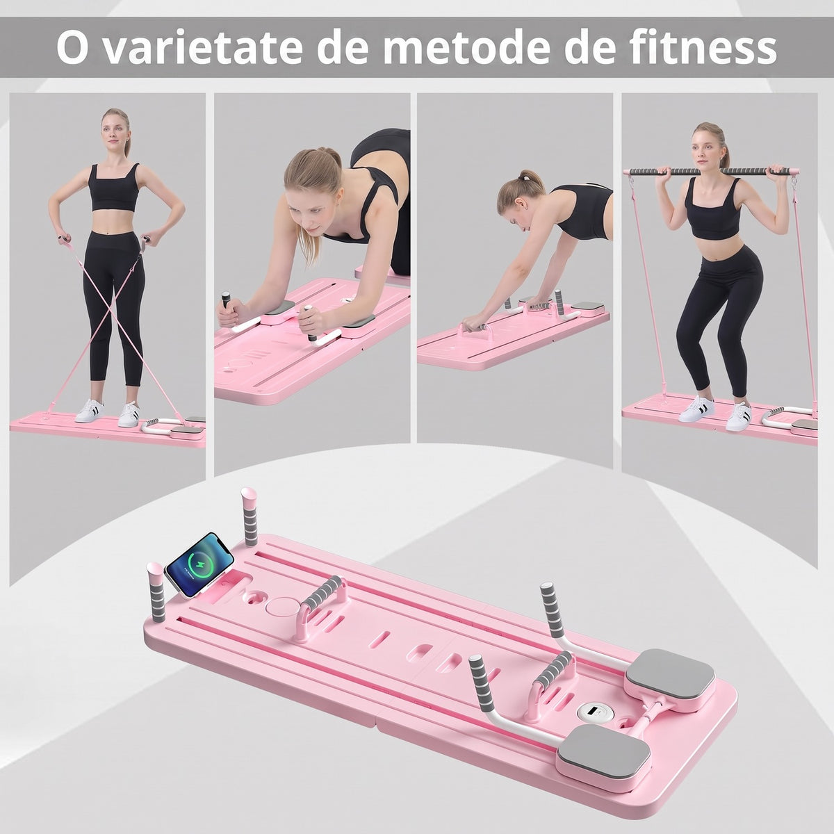 Placă Reformer Pilates pliabilă NextWave®️, antrenament complet pentru corp, sistem multifuncțional 5 în 1 cu benzi elastice – imaginea 2