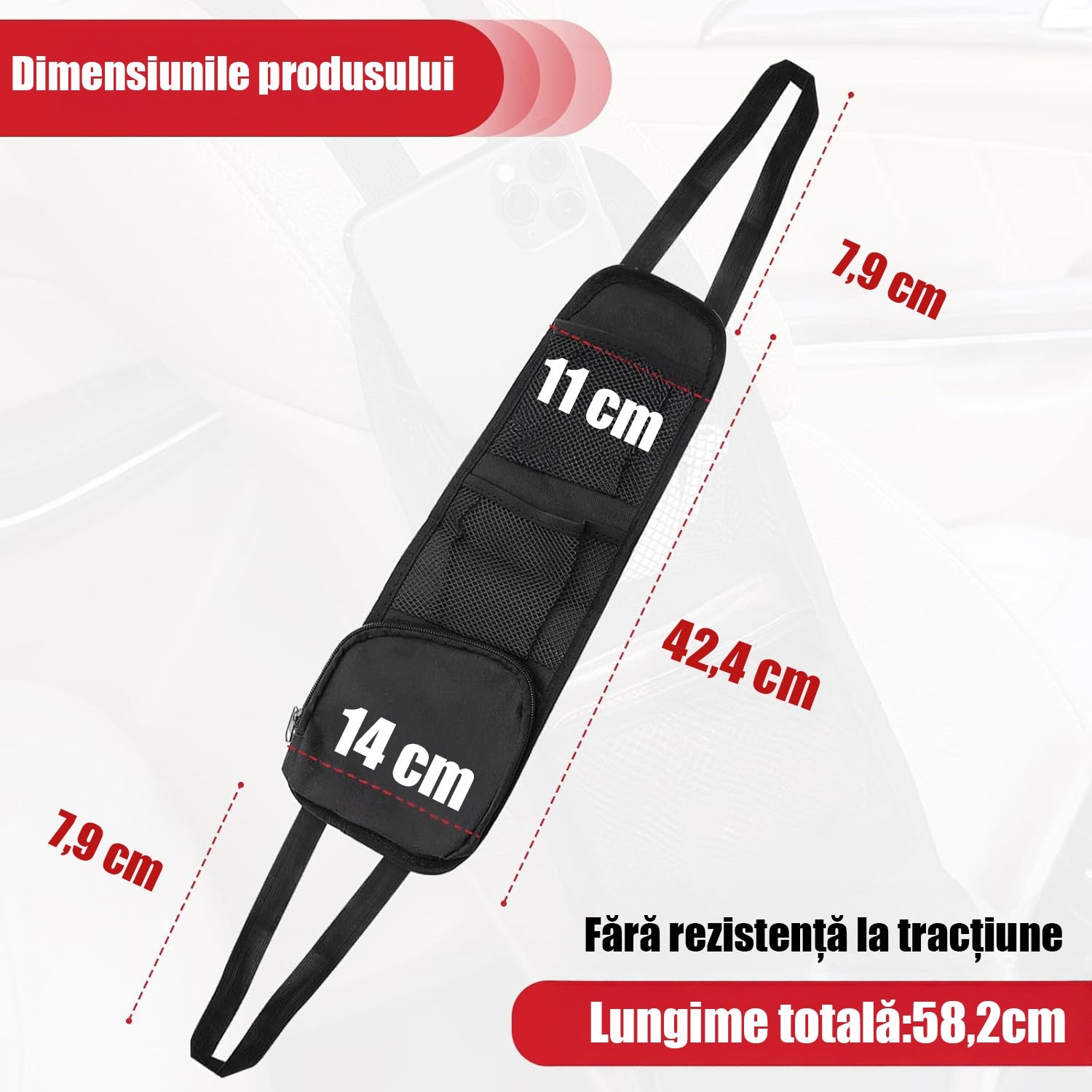 Set 2 huse laterale depozitare auto NextWave®️, organizatoare cu plasa si buzunare multiple pentru accesorii, montaj – imaginea 2