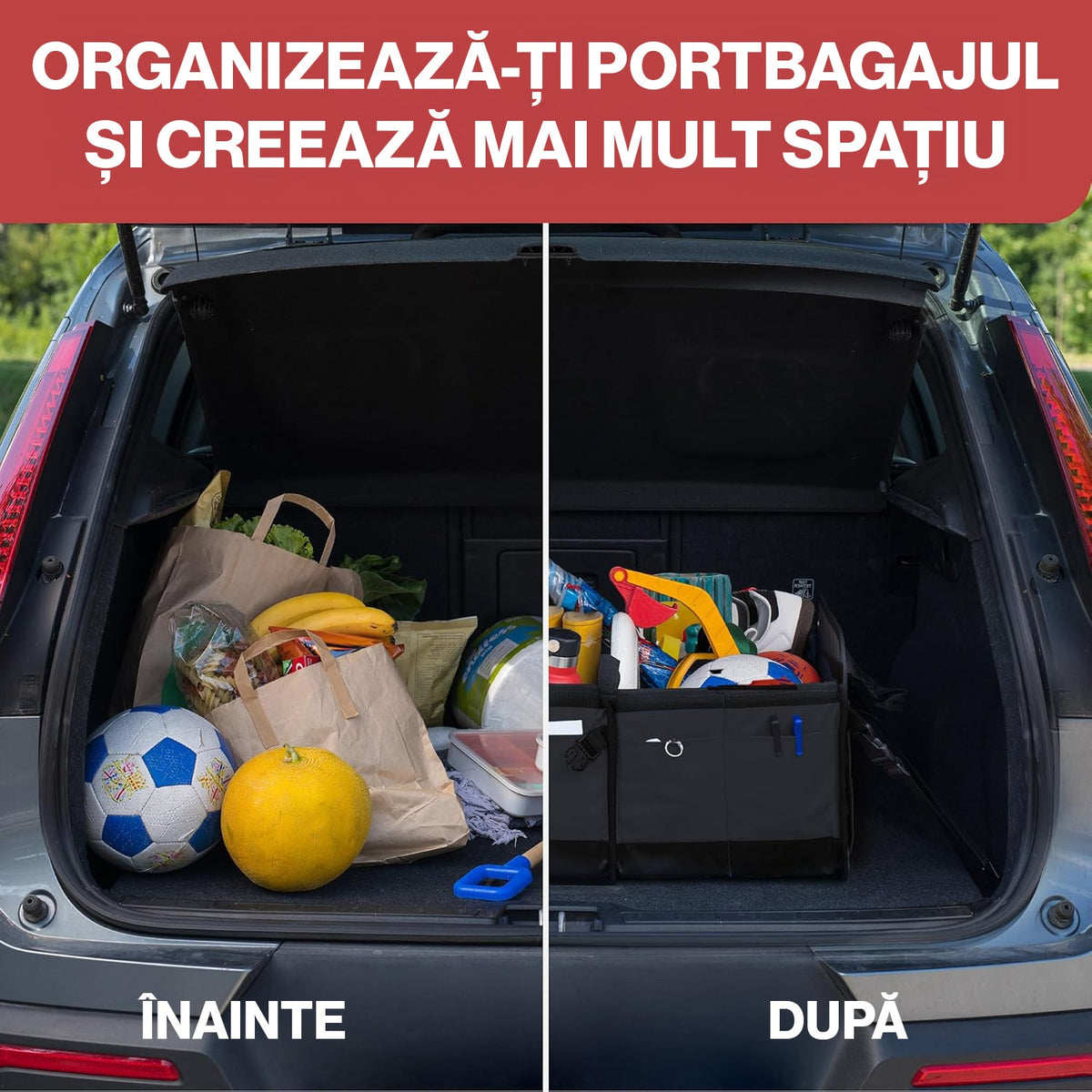 Organizator portbagaj auto pliabil NextWave, compartimentare personalizabila, 53x34cm – imaginea 2