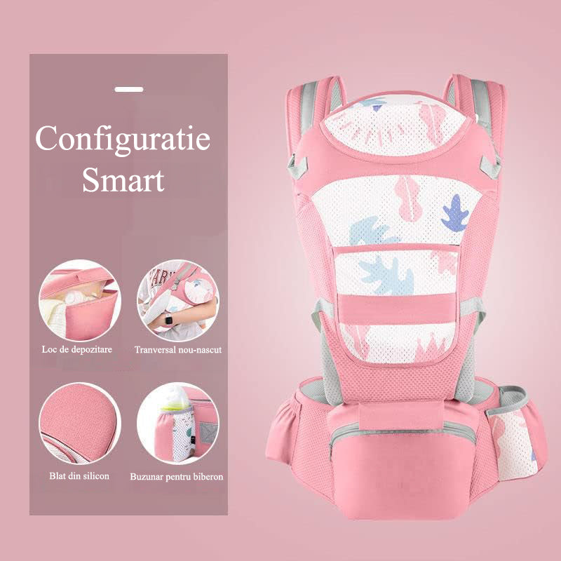 Marsupiu Ergonomic pentru bebe, Multifunctional 2 in 1 ajustabil si detasabil, support sezut si lombar, 0-36l luni, all – imaginea 2