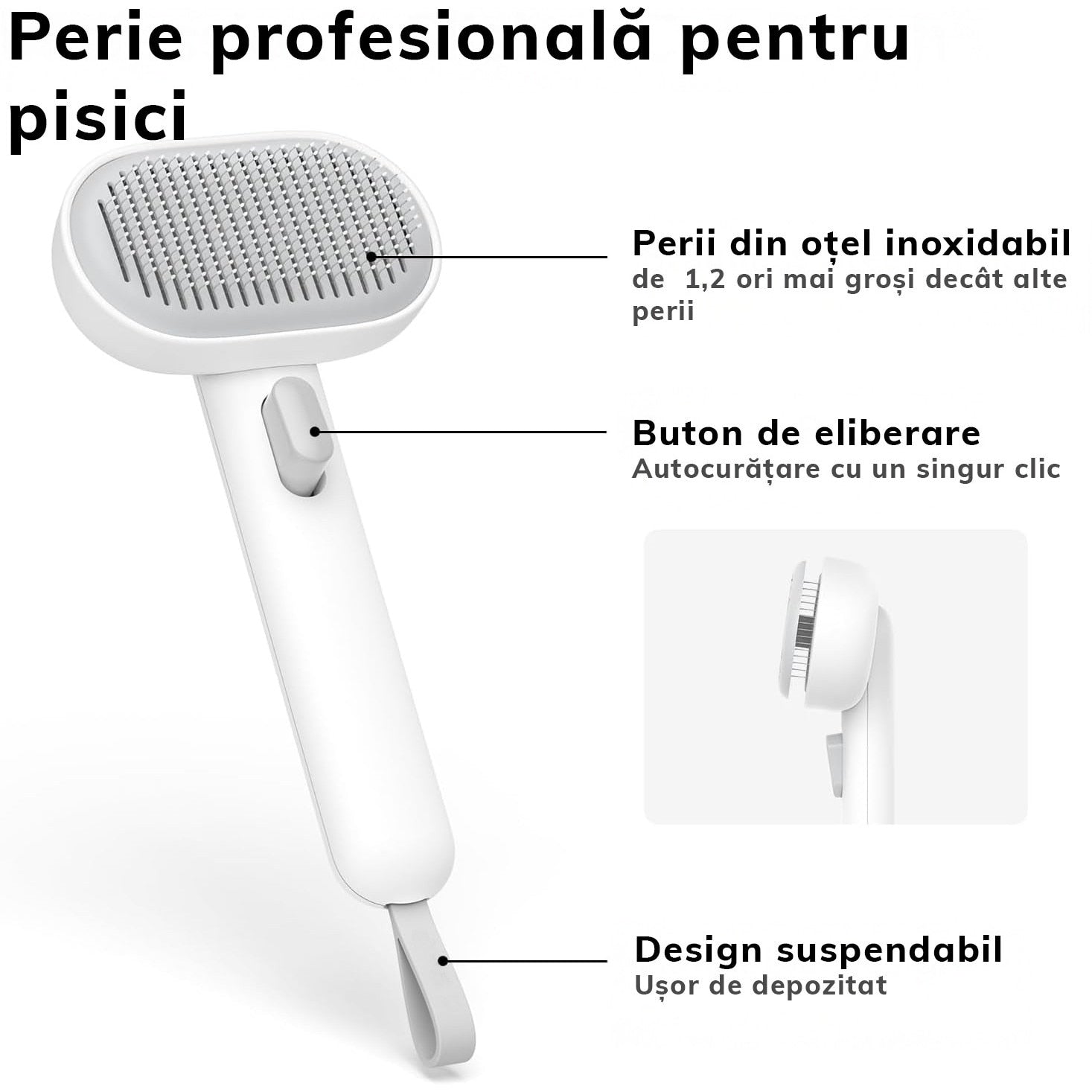 Perie pentru curatarea parului NextWave® de pisici, caini sau alte animale de companie, reutilizabila, Alb cu gri – imaginea 2