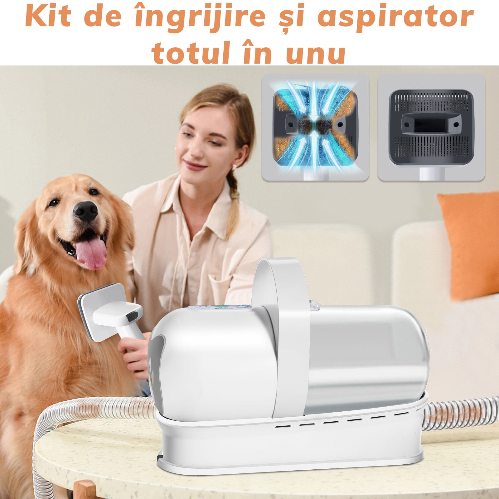 Masina De Tuns Animale, Caini, Pisici NextWave®, Aspirator 7 in 1 pentru toaletarea animalelor de companie si materiale – imaginea 2