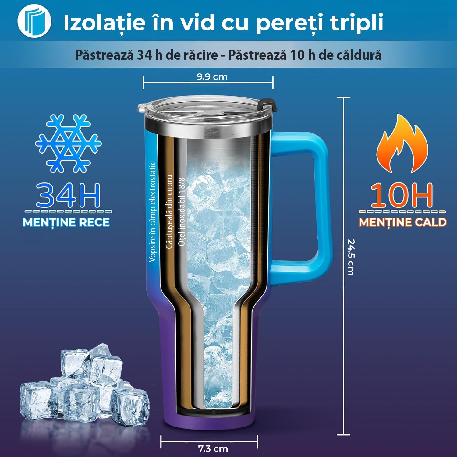 Cana termoizolanta NextWave, Otel inoxidabil, Negru, 1180 ml – imaginea 2