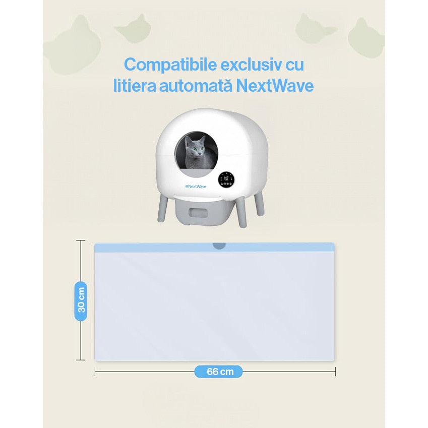 Pungi pentru litiera automata NextWave, set 3 role, 20 bucati/rola, 30x66cm, capacitate mare 10.5kg – imaginea 2