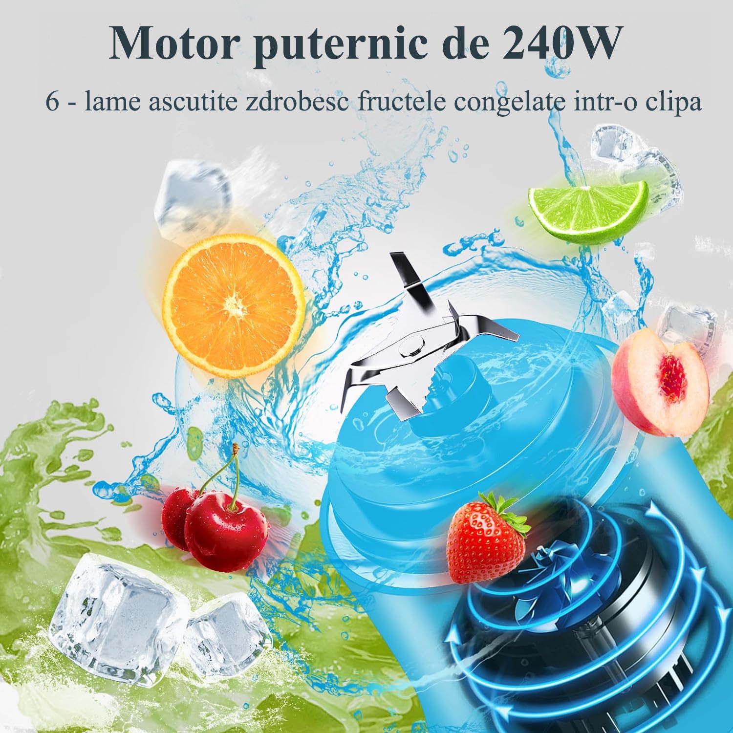 Mini Blender Electric Portabil NextWave™, Multifunctional, Auto-curatare, Autonomie Mare, Recipient detasabil cu capac – imaginea 2