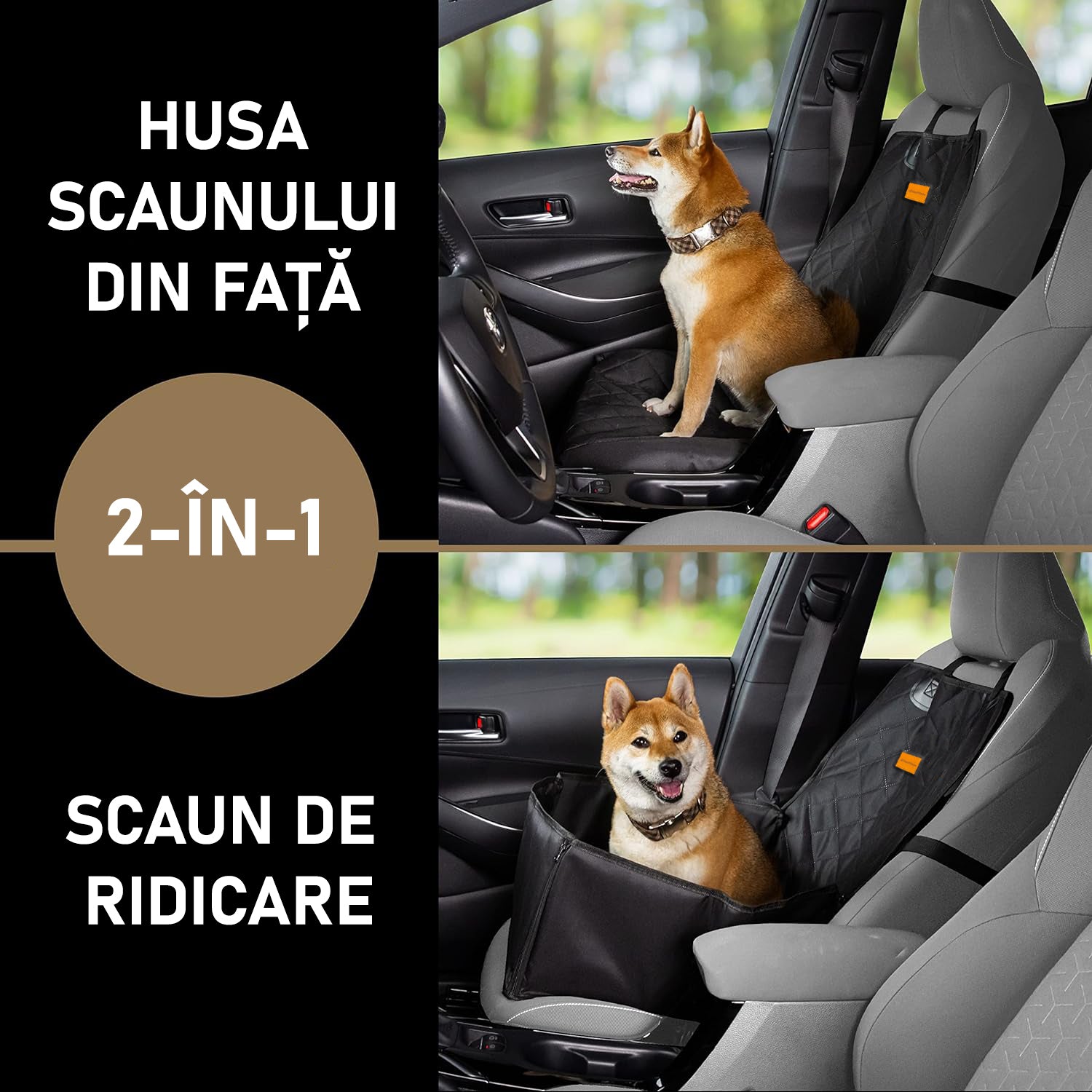 Husa scaun auto protectie si transport animale 2-1 NextWave®️, caini si pisici ofera protectie scaun fata, universala, taxi – imaginea 2