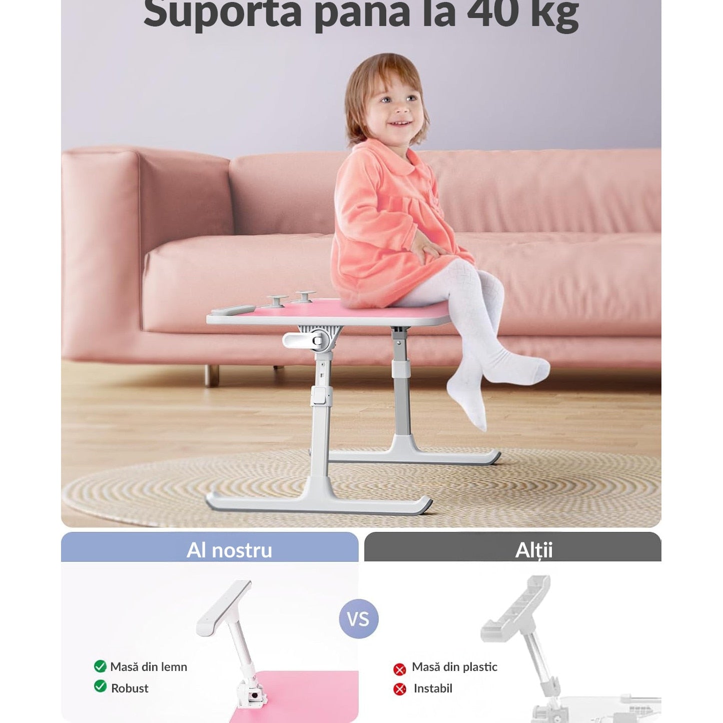 Masa pliabila pentru Laptop NextWave®️, pentru birou, pat sau canapea, 5 niveluri de inaltime si 4 unghiuri de inclinare – imaginea 2