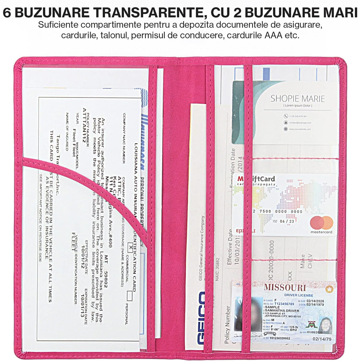 Organizator documente auto NextWave®️, port-document pentru inmatriculare si asigurare, mapa pliabila cu buzunare multiple – imaginea 2