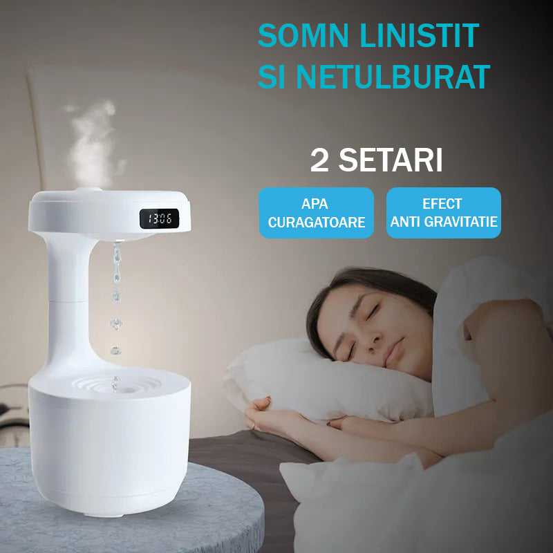Umidificator anti-gravitational Ultrasonic NextWave™, difuzor aromaterapie, capacitate 800ml, senzor anti-uscare, afisaj – imaginea 2