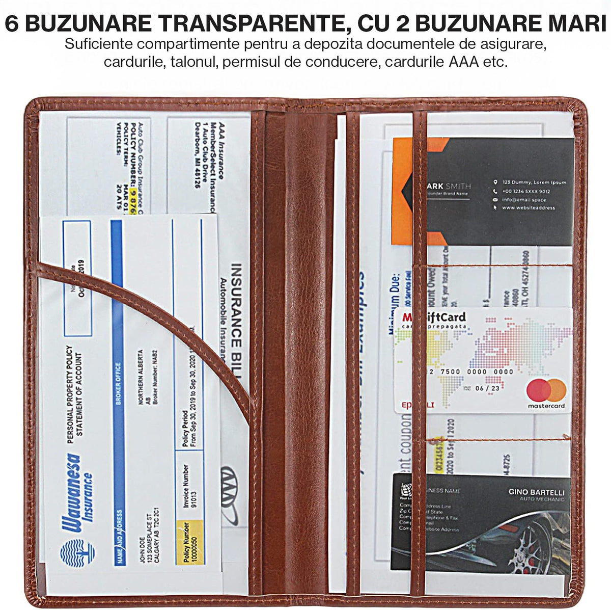 Organizator documente auto NextWave®️, port-document pentru inmatriculare si asigurare, mapa pliabila cu buzunare multiple – imaginea 2