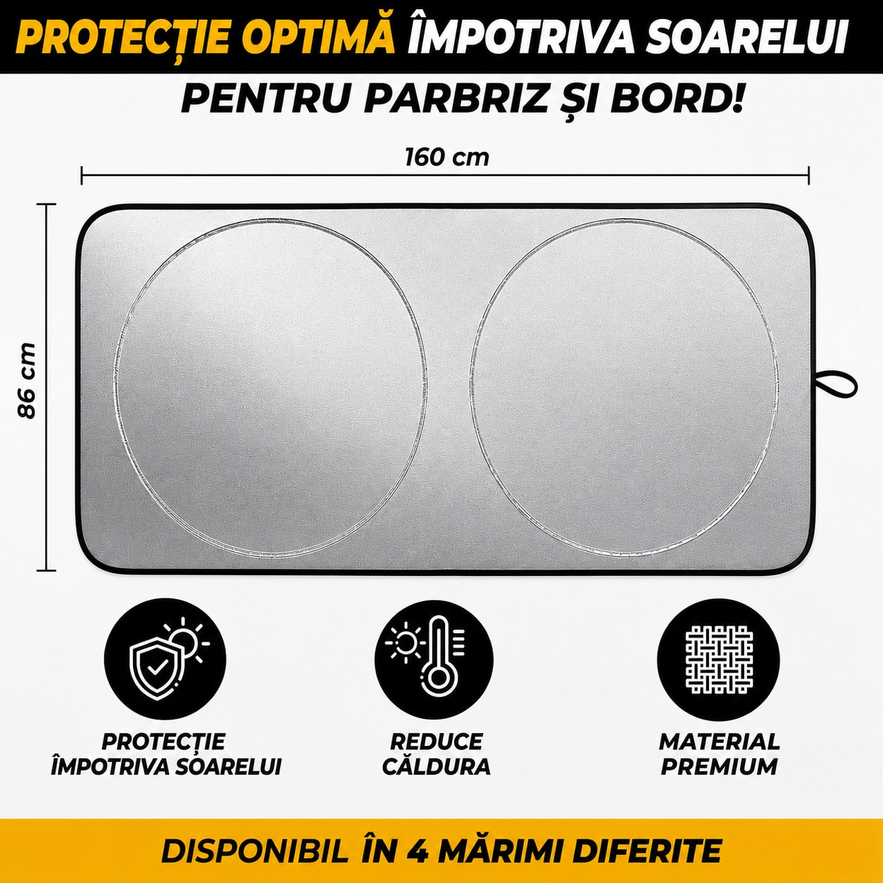 Parasolar auto NextWave® pentru parbriz, material reflectorizant 280T, protectie UV pana la 99%, design pliabil cu cadru – imaginea 2