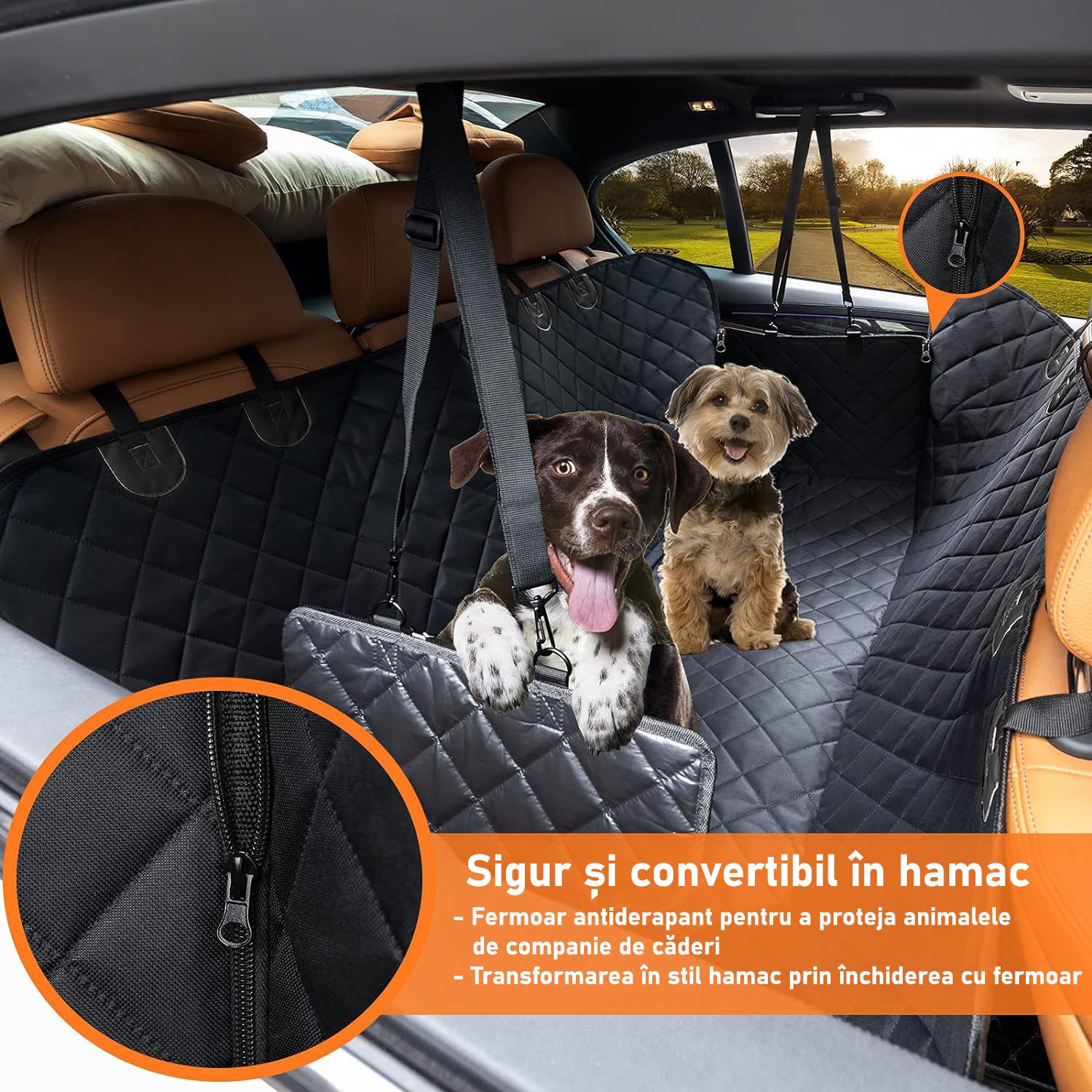 Husa scaune auto protectie si transport animale NextWave®️, pentru caini, pisici de toate taliile, ofera protectie 3-1 – imaginea 2