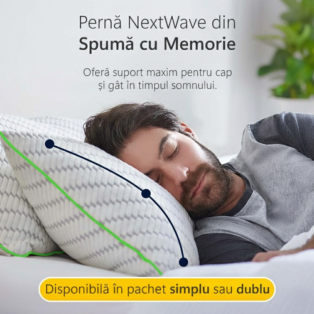 Perna ortopedica pentru dormit ajustabila NextWave®️, Spuma cu Memorie Maruntita pentru Gat si Suport Cervical, 2 Zone de – imaginea 2