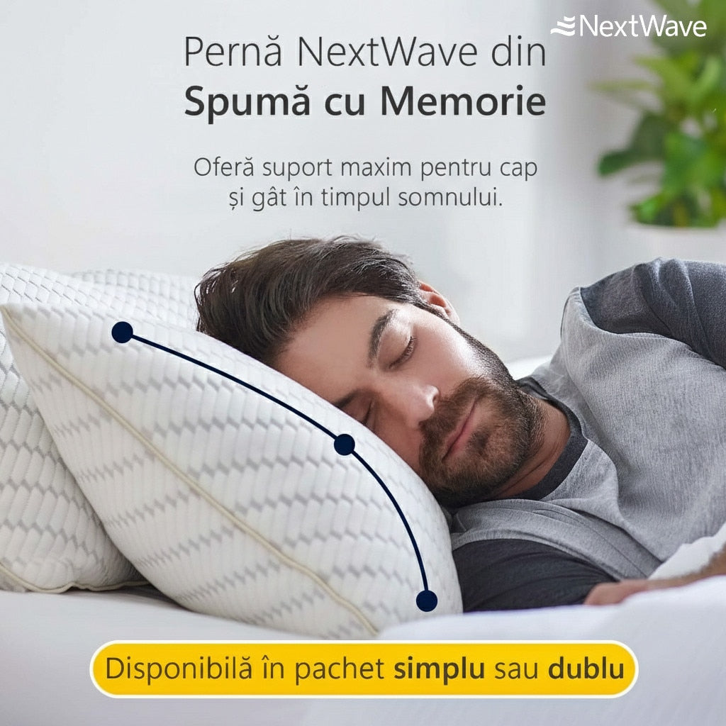 Set 2 perne ortopedice pentru dormit ajustabile NextWave®️, Spuma cu Memorie Maruntita pentru Gat si Suport Cervical, Ideala – imaginea 2