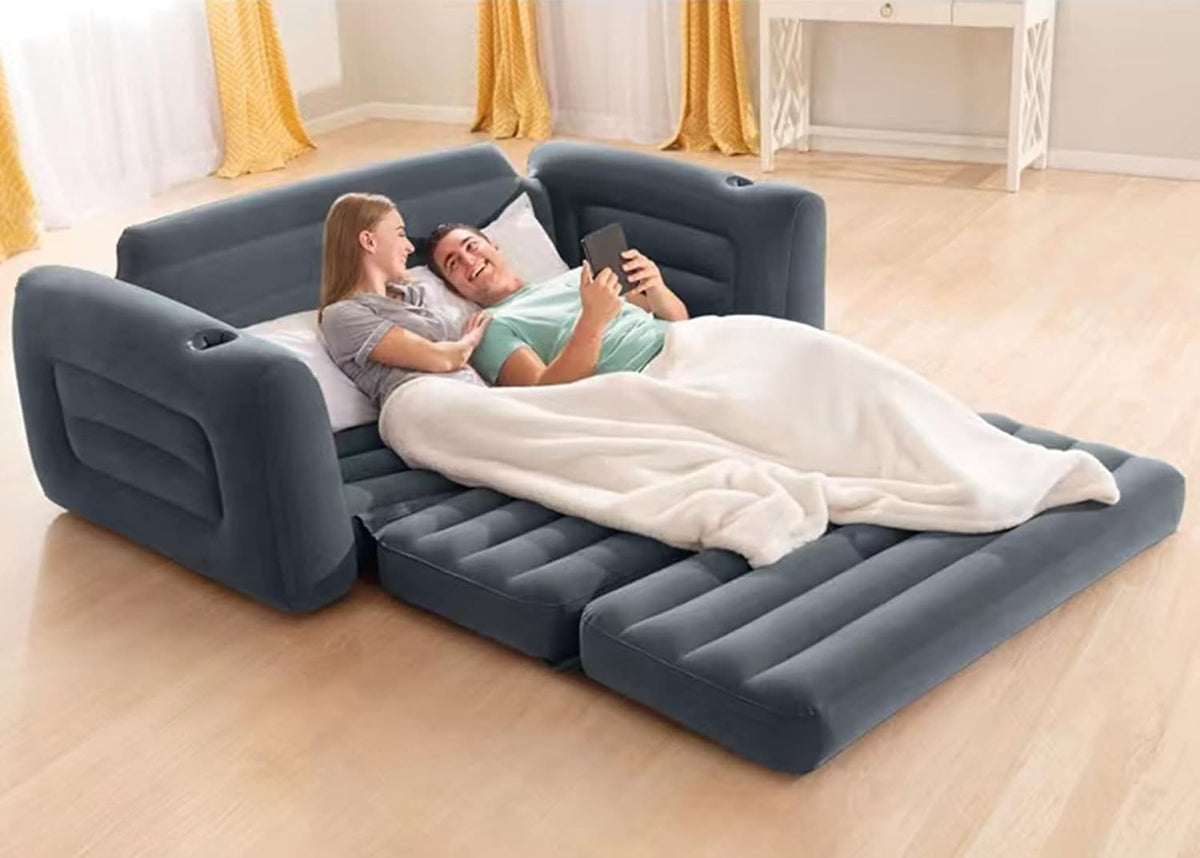 Canapea gonflabilă extensibilă NextWave®️, fotoliu dublu 2 în 1, spătar ergonomic cu susținere lombară, supapă 2 în 1 pentru – imaginea 2