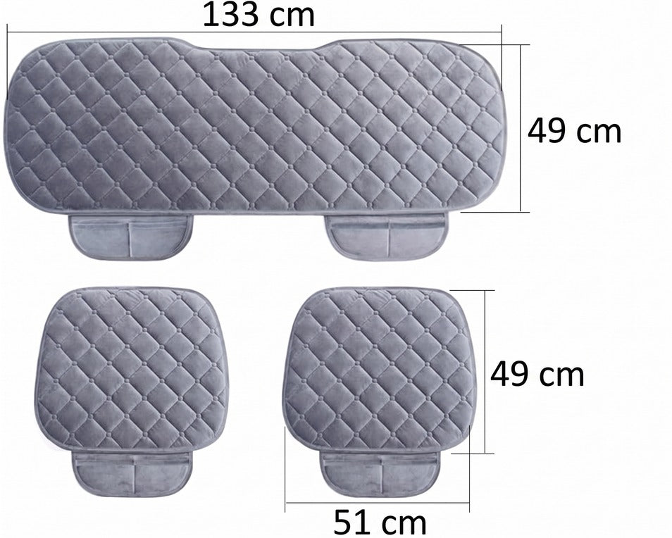 Set huse scaune auto NextWave®️, 3 piese pentru protectie si confort sporit, baza antialunecare si buzunare frontale, din – imaginea 2
