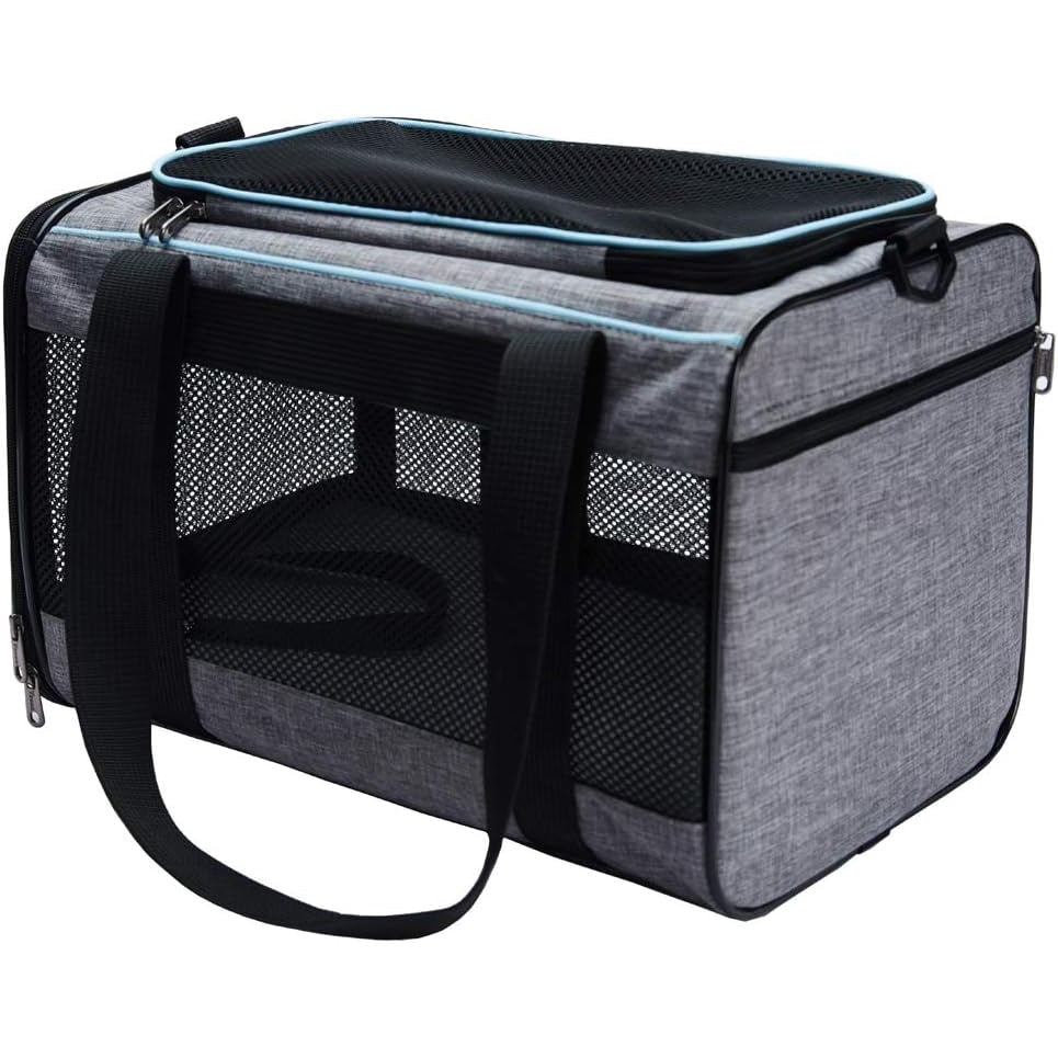 Geanta pentru transport animale mici NextWave®, pisica, caine, iepure, din panza, 45x28x28 cm, Baza rezistenta cu covoras – imaginea 2