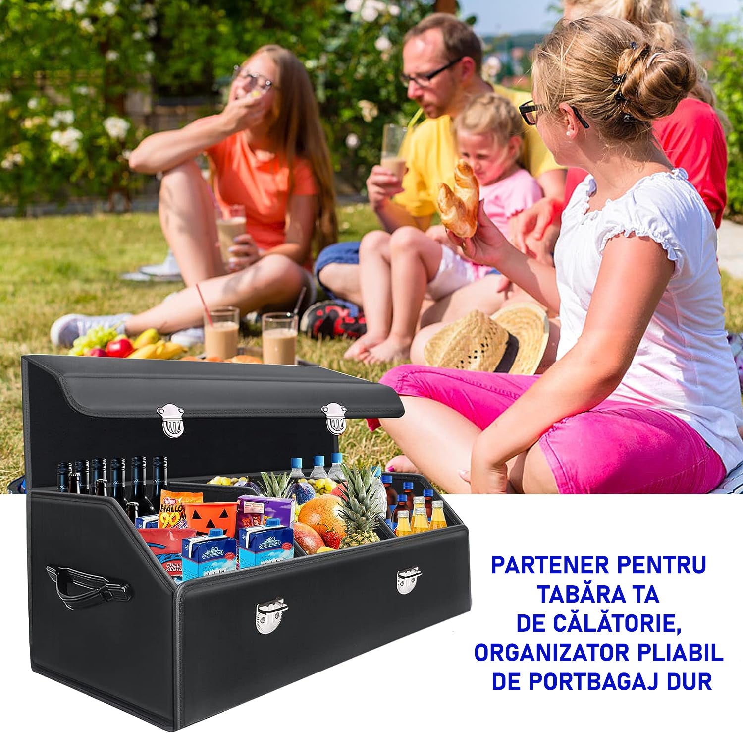 Organizator portbagaj auto Premium NextWave®️, Multifunctional, Pliabil, Rezistent, Prindere cu catarame, 3 compartimente – imaginea 2
