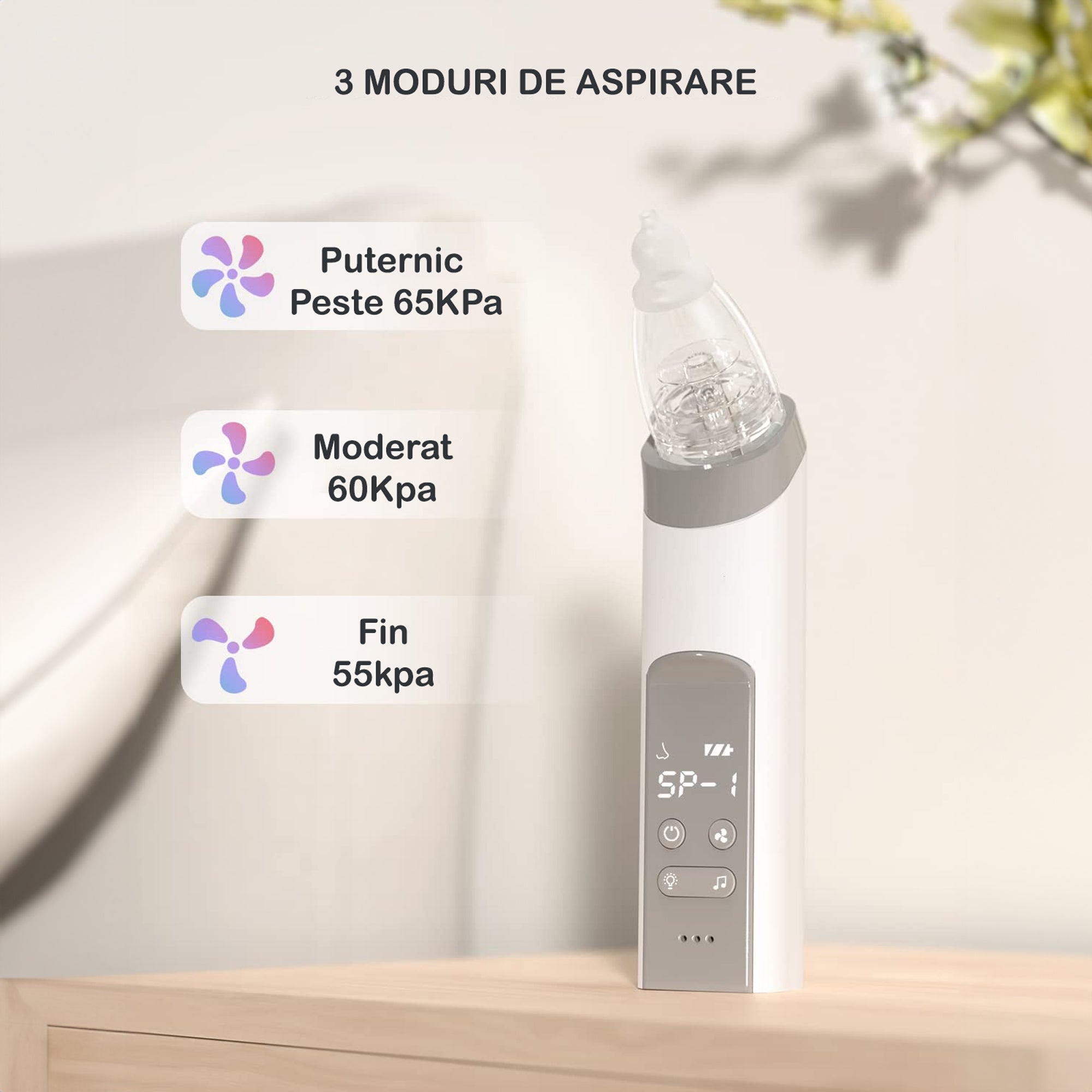 Aspirator nazal electric NextWave™, pentru bebelusi si copii, silentios, Portabil, 3 Trepte de Aspirare, 3 Capete de – imaginea 2