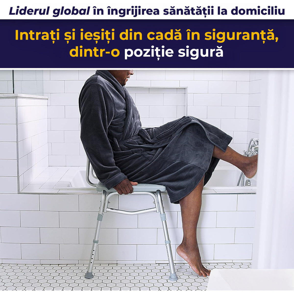 Scaun de transfer pentru cada si dus NextWave® cu 3 piese, spatar si brate laterale, ajustabil pe inaltime, stabil si sigur – imaginea 2
