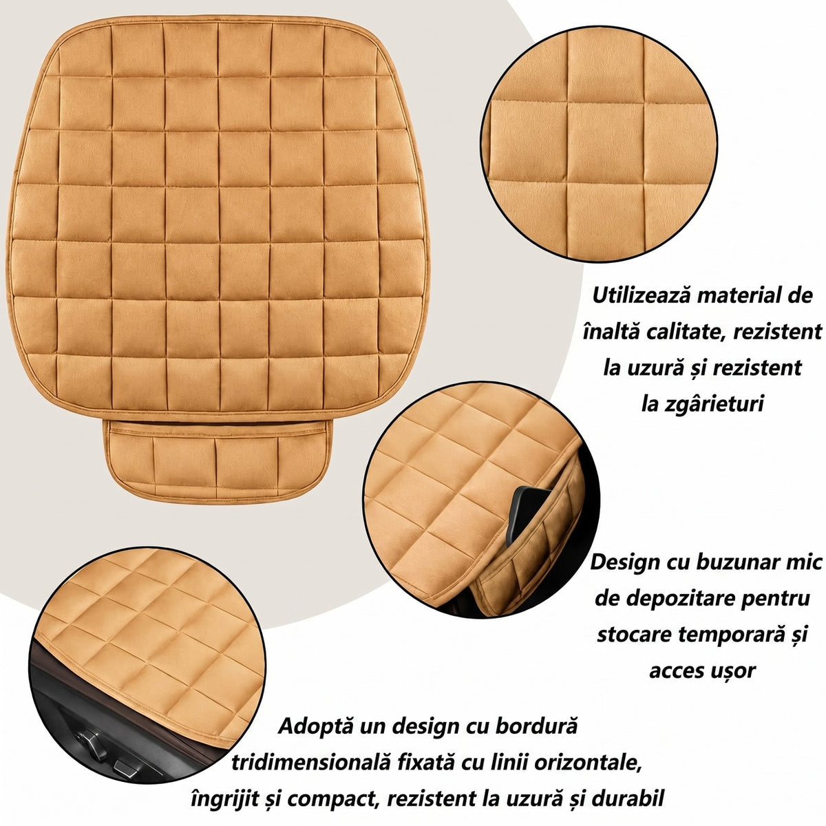 Husa scaun auto universala NextWave®️, ofera protectie pentru sezut scaun fata, design elegant cu buzunar pentru depozitare – imaginea 2