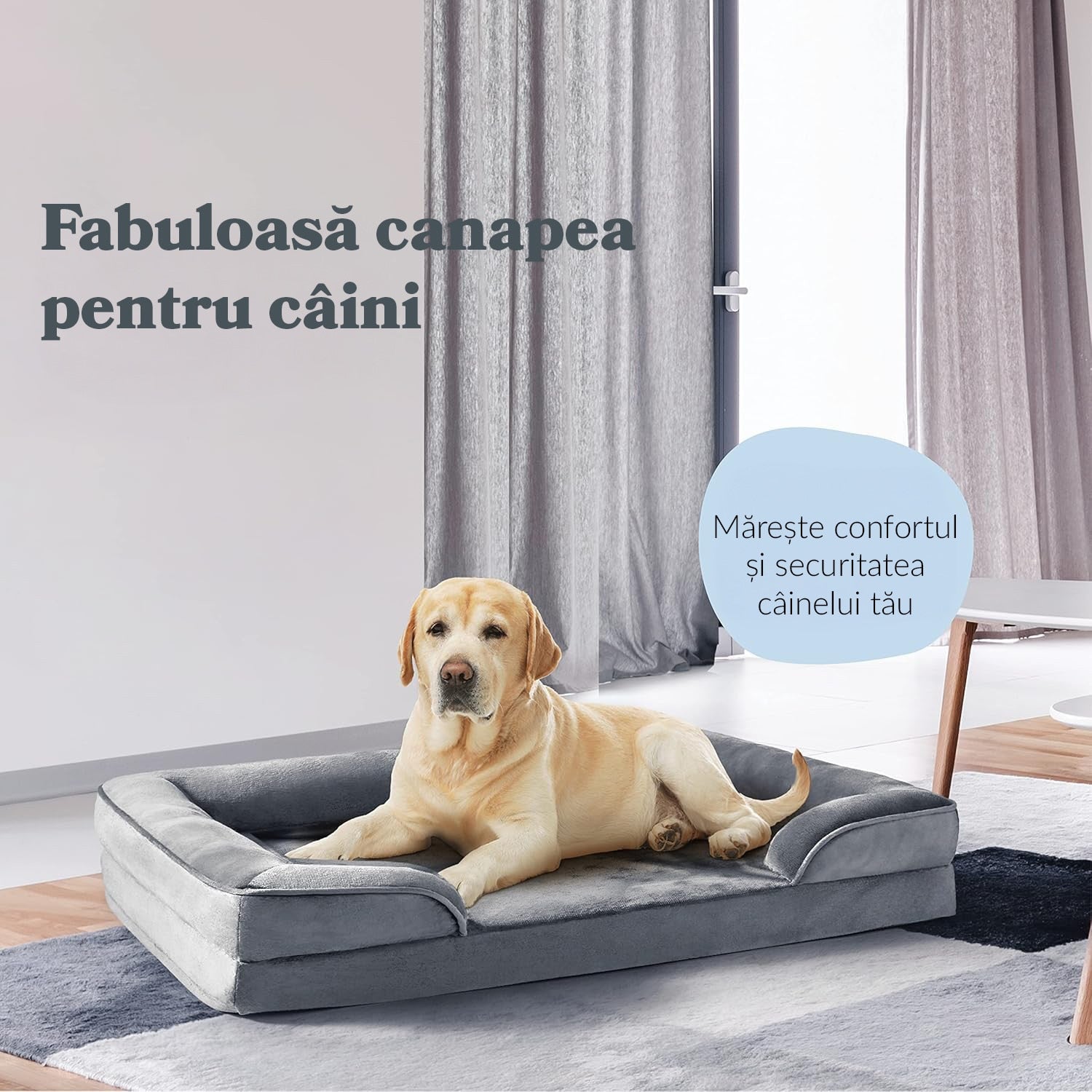 Pat Ortopedic Tip Canapea pentru Caini, Ultra Confortabile pentru Caini de Talie Foarte Mare, Pat Respirabil si Impermeabil – imaginea 2