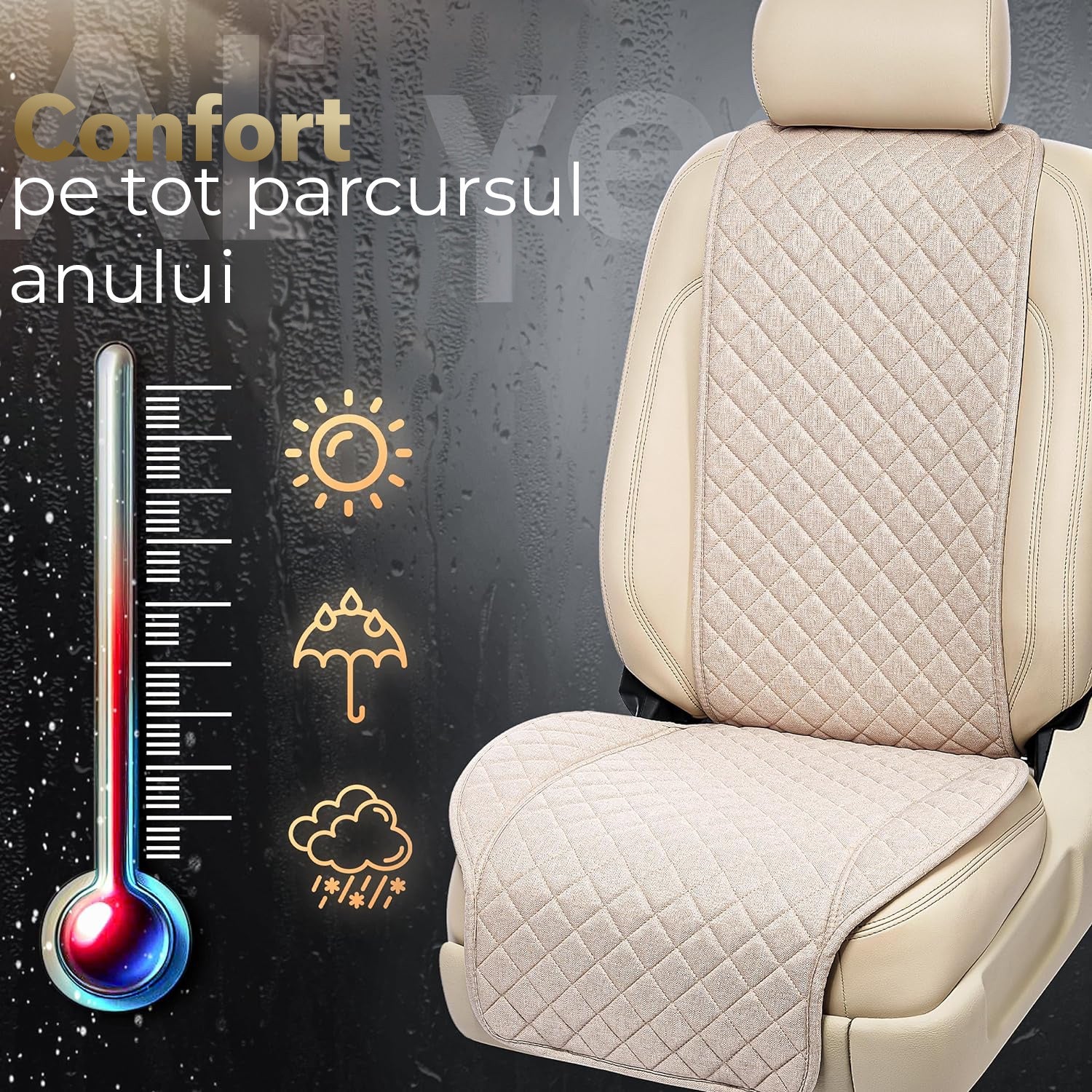 Husa scaun auto universala NextWave®️, ofera protectie scaun fata, universala, masina personala, taxi, ride sharing – imaginea 3