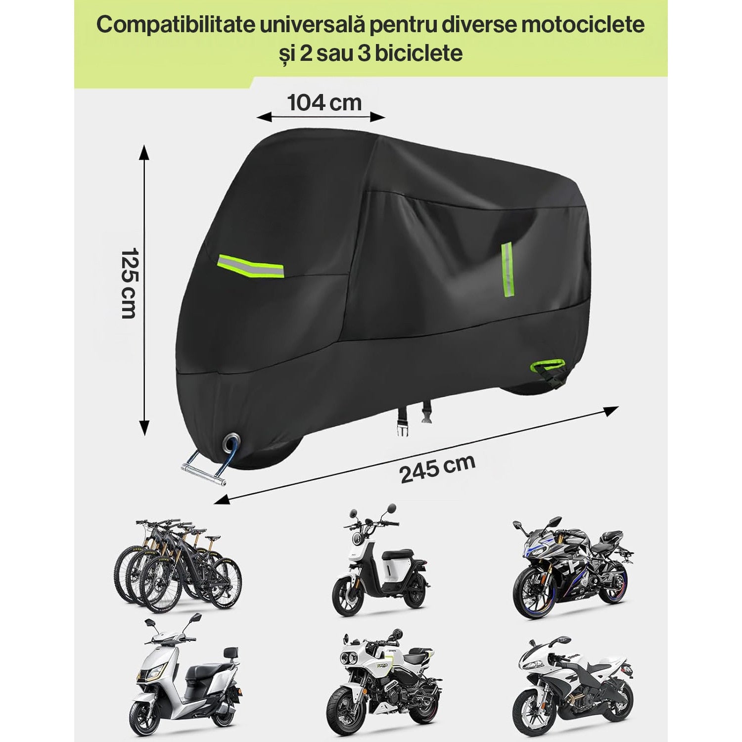 Husa motocicleta NextWave® XXL 245×104×125 cm – impermeabila, rezistenta la vant si praf, protectie UV, cu benzi – imaginea 3