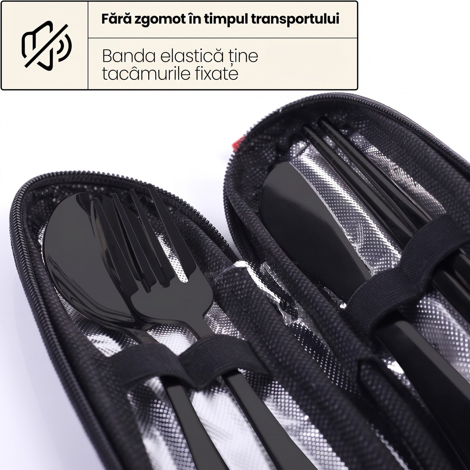 Set tacamuri de calatorie NextWave®, portabile si reutilizabile, fara zgomot la transport, cutit, furculita, lingura si – imaginea 3