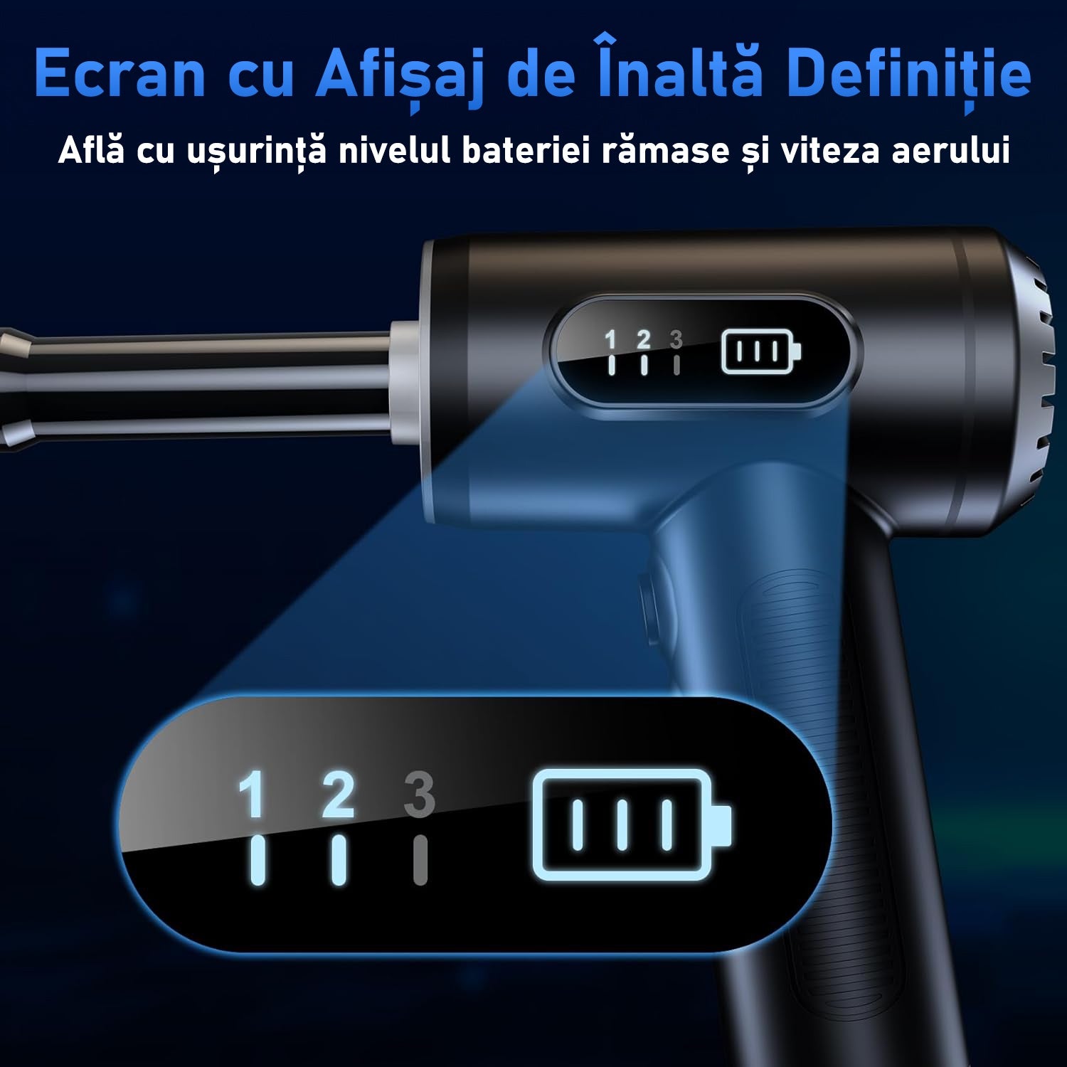 Suflanta aer si Aspirator fara Fir, 2-1 cu Acumulat, pentru Indepartare Praf PC, Par de animale, Tastatura, Gratar, Canapea – imaginea 3