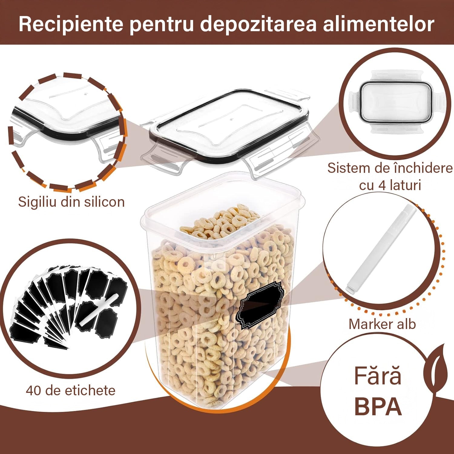 Set 24 cutii depozitare alimente NextWave® – plastic alimentar transparent fara BPA, capace etanse cu garnitura, 4 – imaginea 3