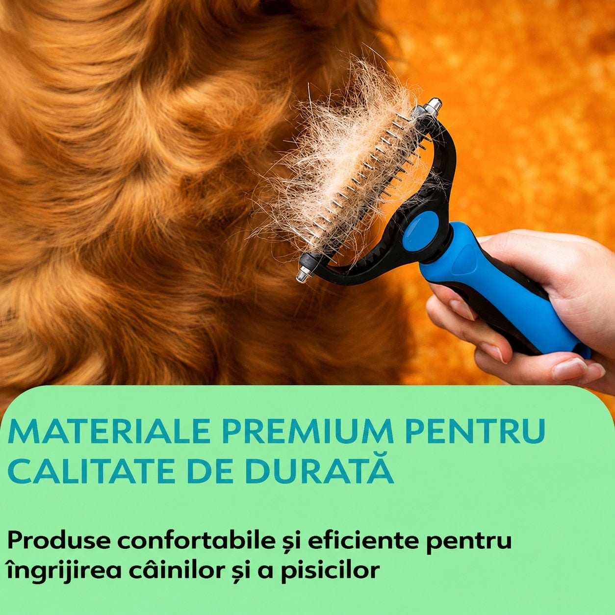 Perie profesionala NextWave® dubla pentru caini si pisici – reduce naparlirea cu pana la 95%, descurcare noduri si subtiere – imaginea 3