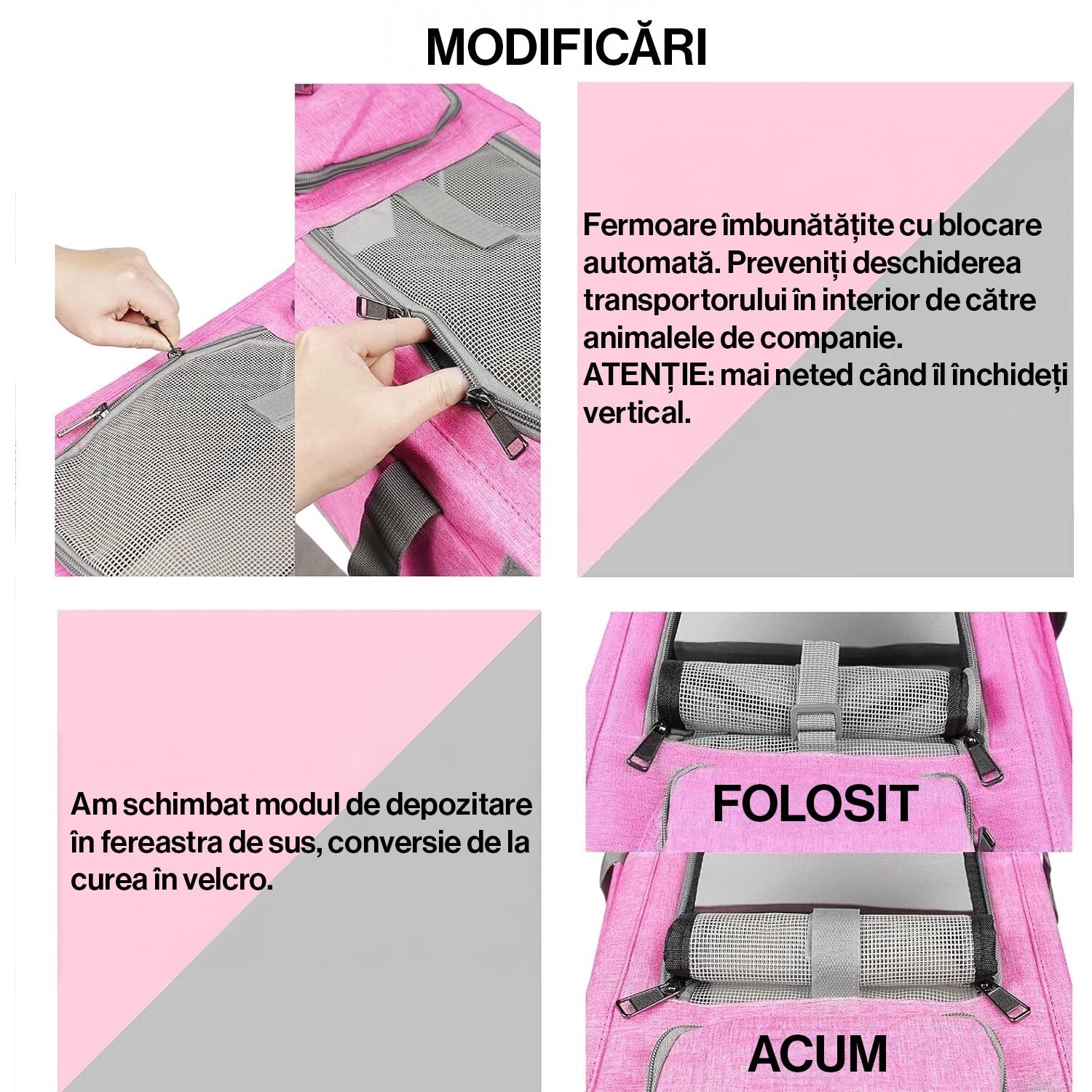 Geanta pentru transport animale mici NextWave®, pisica, caine, iepure, din panza, 46x30x30, Baza rezistenta cu covoras, Usor – imaginea 3