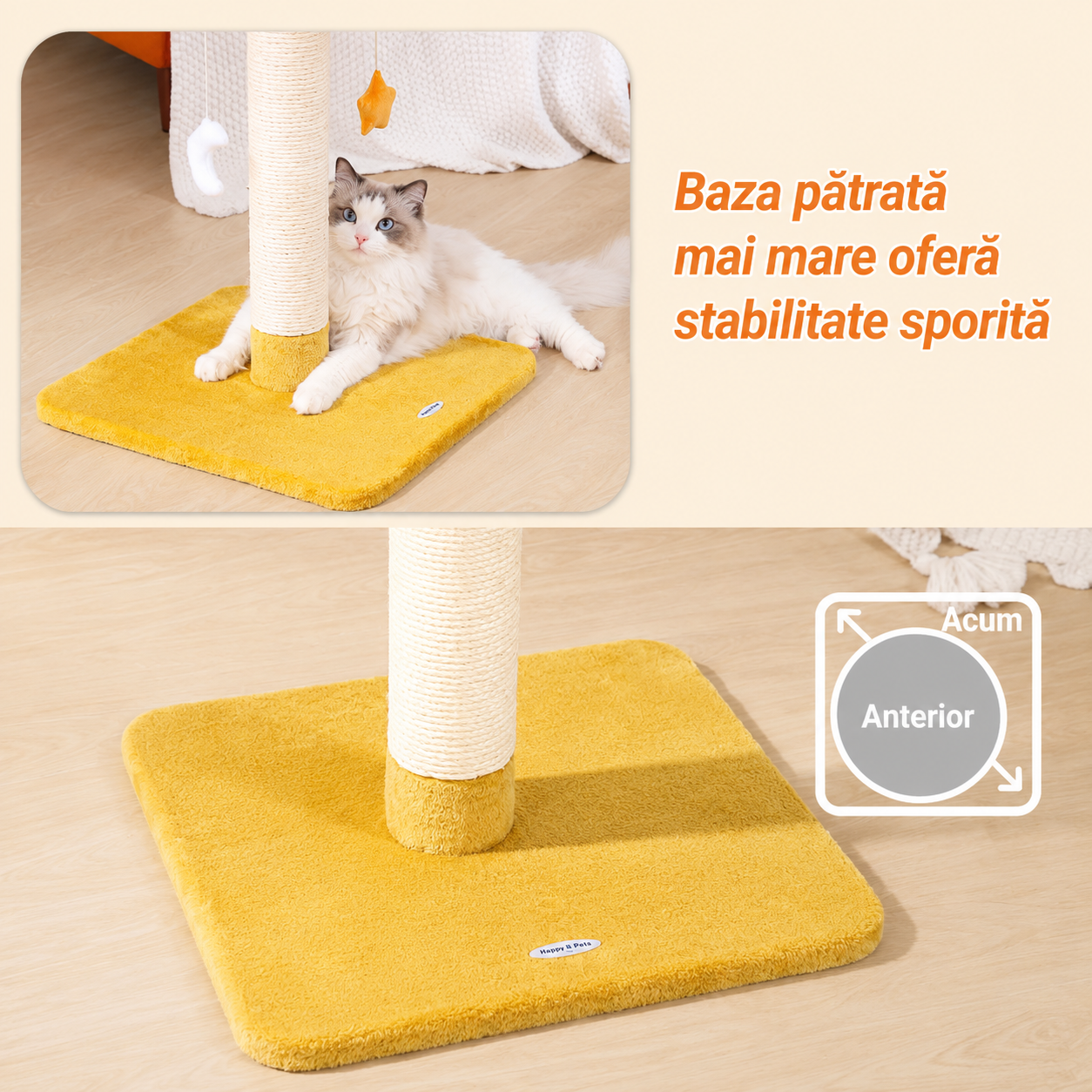 Ansamblu de joaca pentru pisici NextWave®, cu pat moale in forma de nor si husa detasabila lavabila, stalp gros de zgariat – imaginea 3