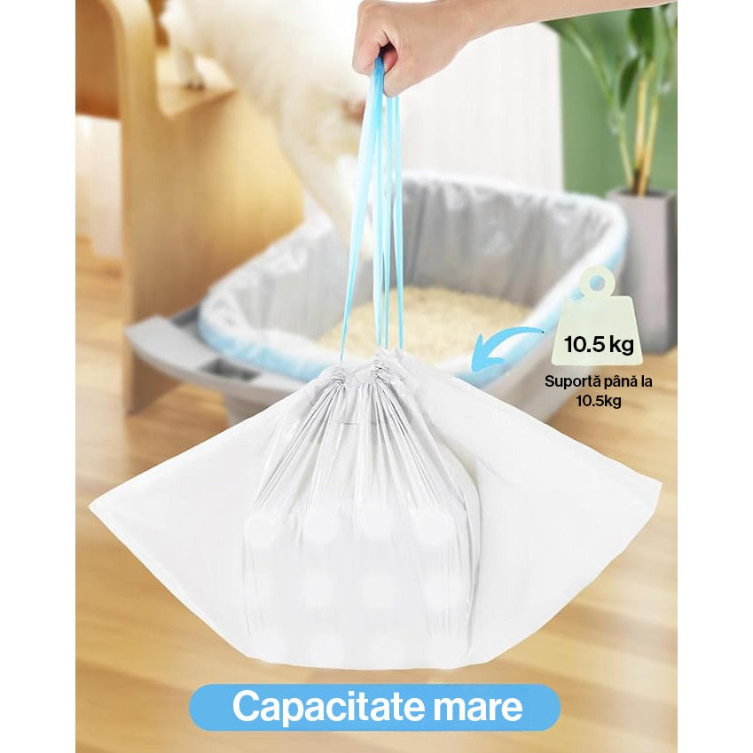 Pungi pentru litiera automata NextWave, set 3 role, 20 bucati/rola, 30x66cm, capacitate mare 10.5kg – imaginea 3