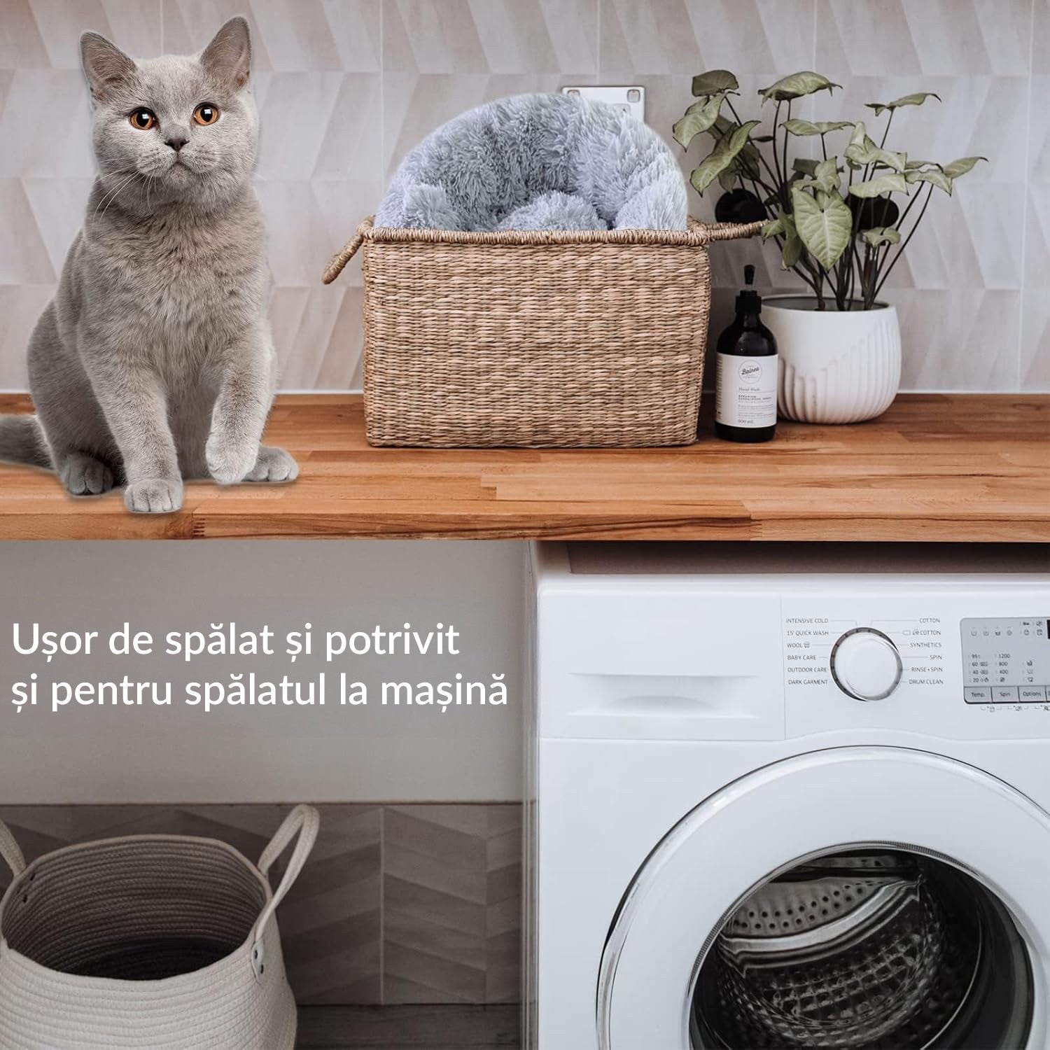Pat Pentru Caini Sau Pisici NextWave®, pentru animale de companie, Rotund, Antiderapant, Confortabil Si Usor De Curatat – imaginea 3