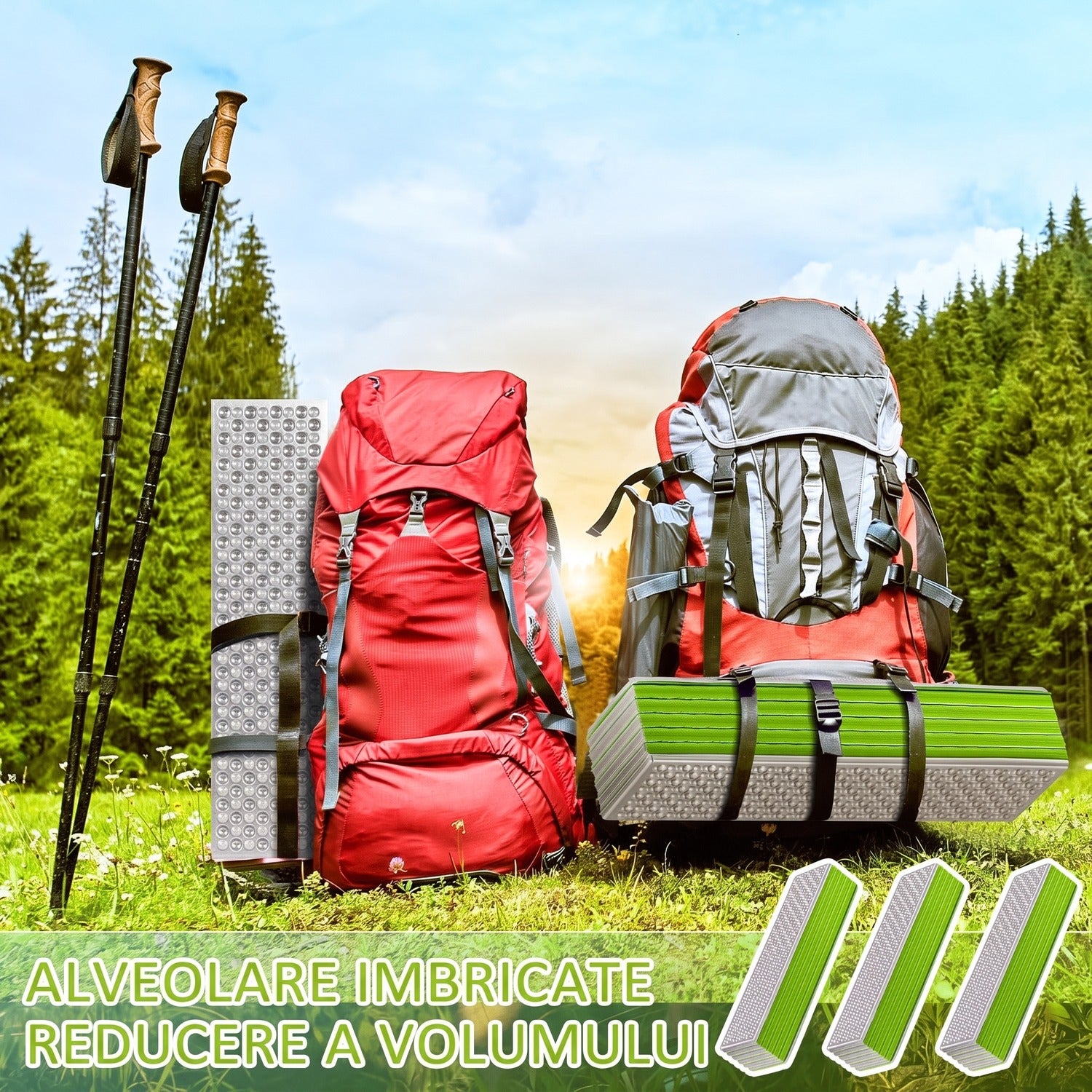Saltea de camping pliabila NextWave®, termoizolanta cu valoare R 2.1, impermeabila si ultra-usoara, design tip acordeon, din – imaginea 3