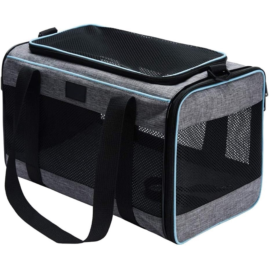 Geanta pentru transport animale mici NextWave®, pisica, caine, iepure, din panza, 45x28x28 cm, Baza rezistenta cu covoras – imaginea 3
