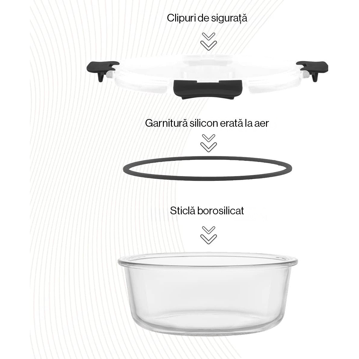 Set 12 Caserole Alimentare din sticla NextWave®️ Capace Etanse, Depozitare Frigider si Congelator, Potrivite pentru – imaginea 3