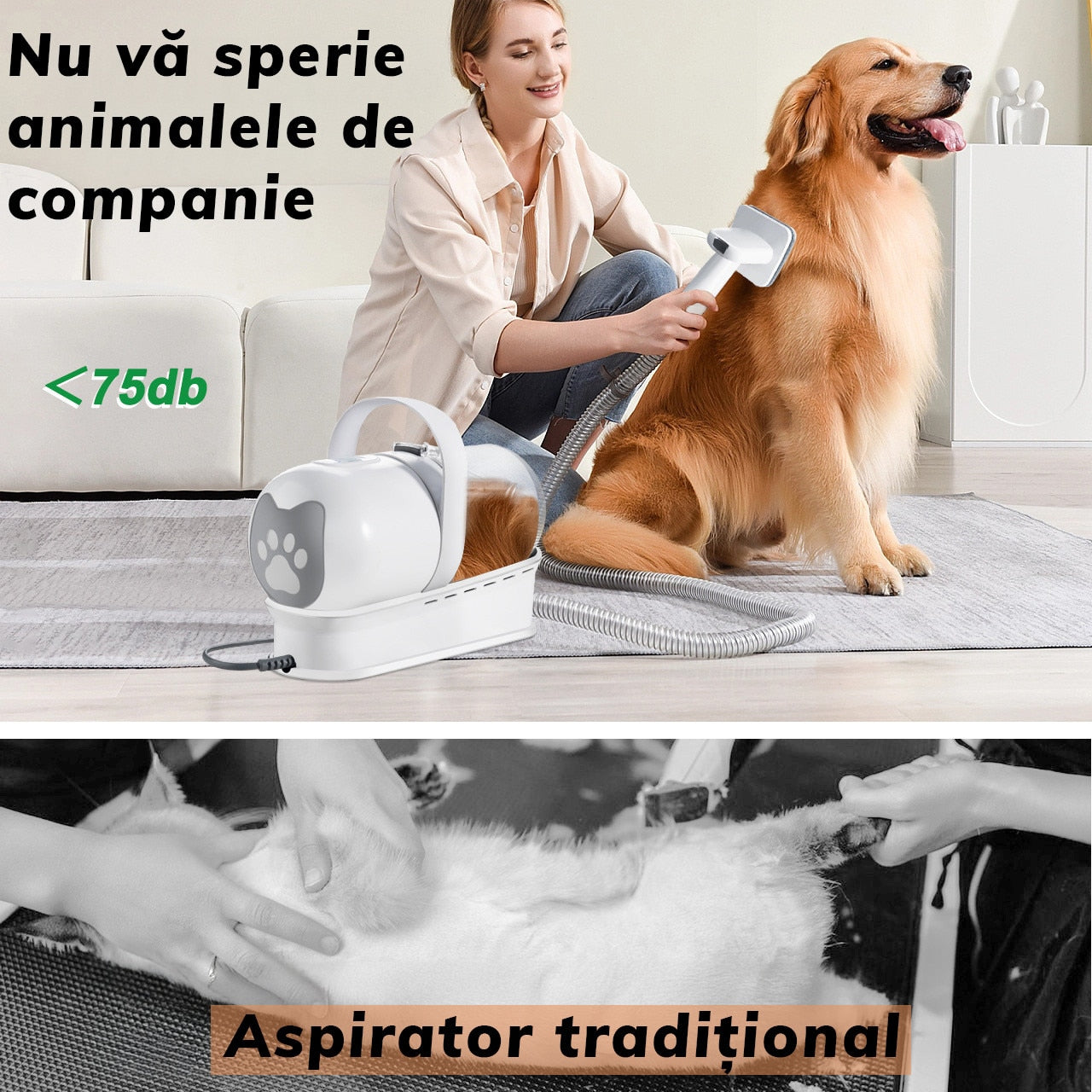 Masina De Tuns Animale, Caini, Pisici NextWave®, Aspirator 7 in 1 pentru toaletarea animalelor de companie si materiale – imaginea 3