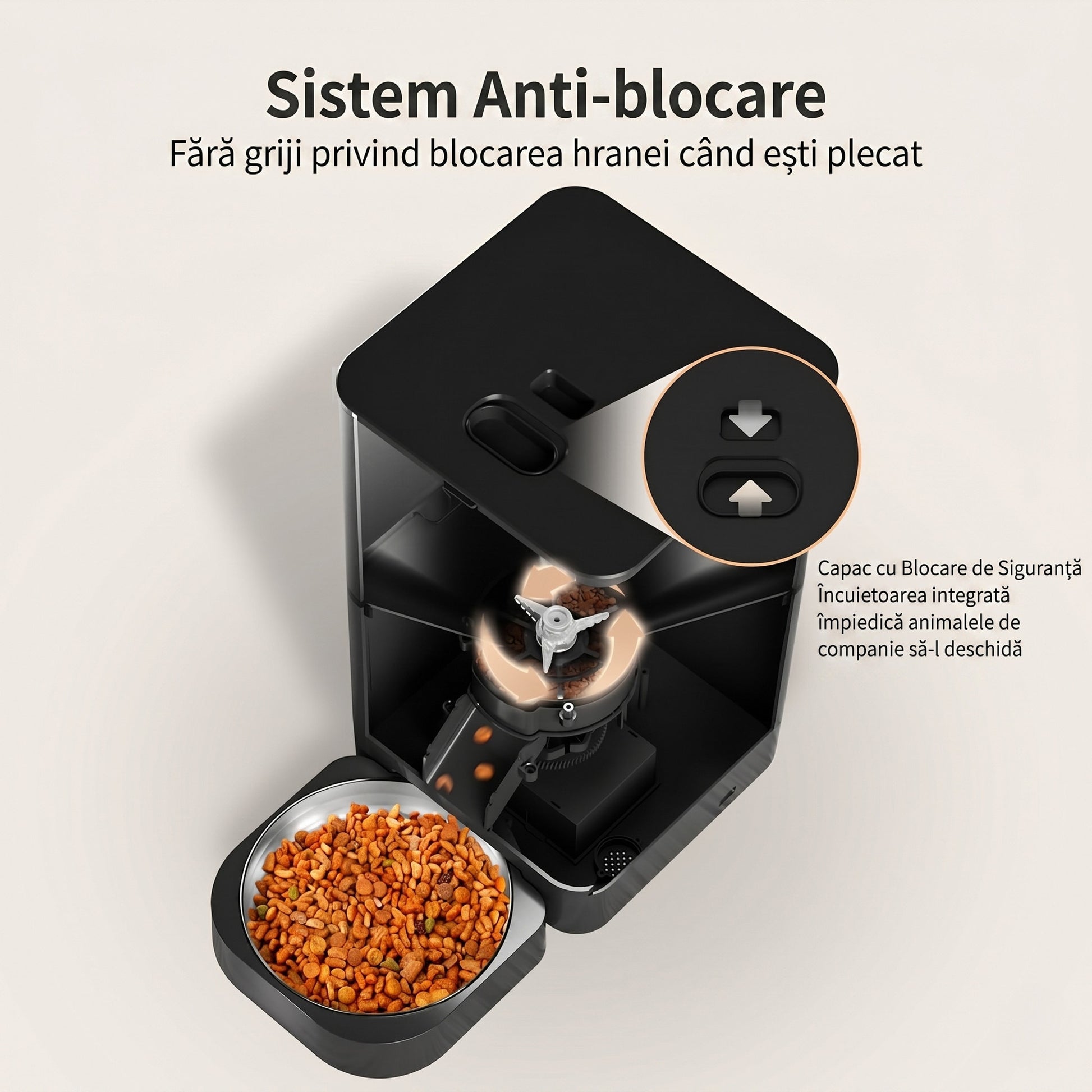 Hranitor Automat Digital Pisici si Caini NextWave®, Dispenser 4L, Rezervor Transparent, Mesaj Vocal Personalizat, 4 Mese/Zi – imaginea 3