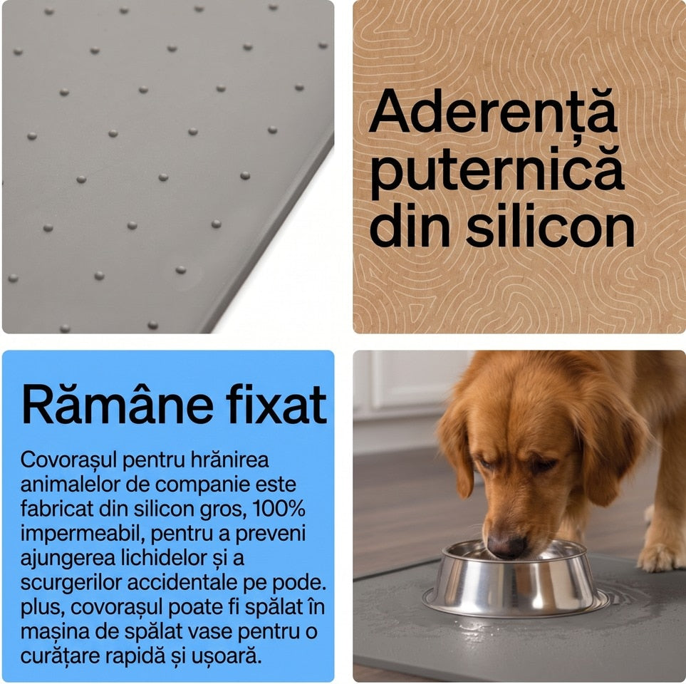 Covoras pentru hranirea animalelor NextWave®️, protejeaza podelele, 100% impermeabil, margini ridicate de 0, 3 cm impotriva – imaginea 3
