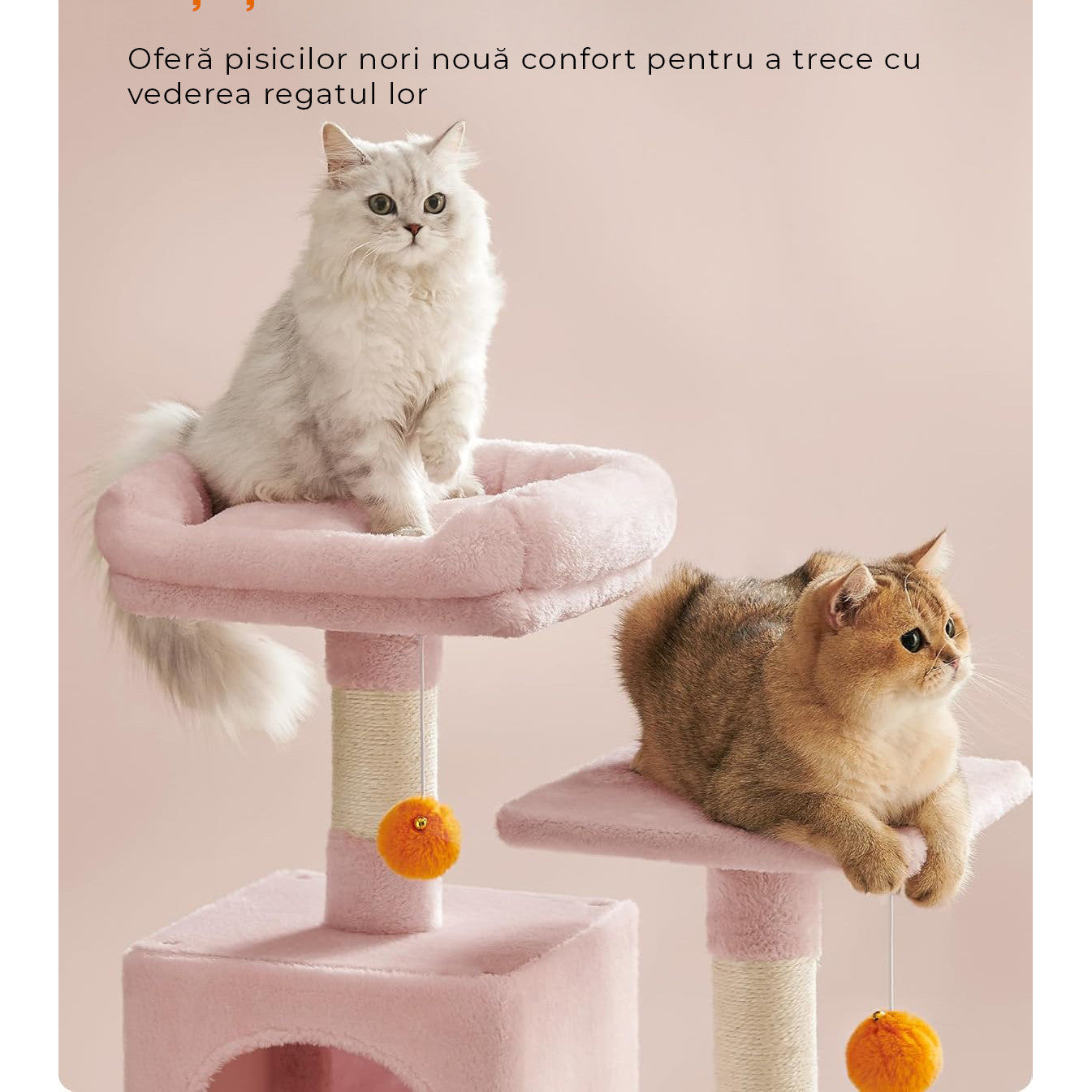 Ansamblu de Joaca pentru Pisici NextWave®, tip turn, 2 platforme de observatie, 3 niveluri, 2 casuta, 5 stalpi pentru – imaginea 3