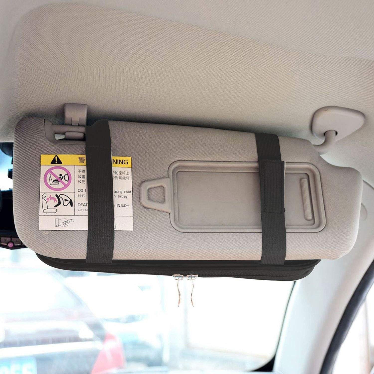 Organizator parasolar auto NextWave® din piele ecologica PU, 7 compartimente, buzunar cu fermoar, buzunar mesh, 5 sloturi – imaginea 3