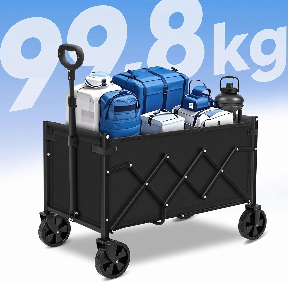 Cărucior turistic pliabil NextWave®️, pliere rapidă și compactă, capacitate 99,8 kg, mâner ergonomic reglabil anti-cădere – imaginea 3