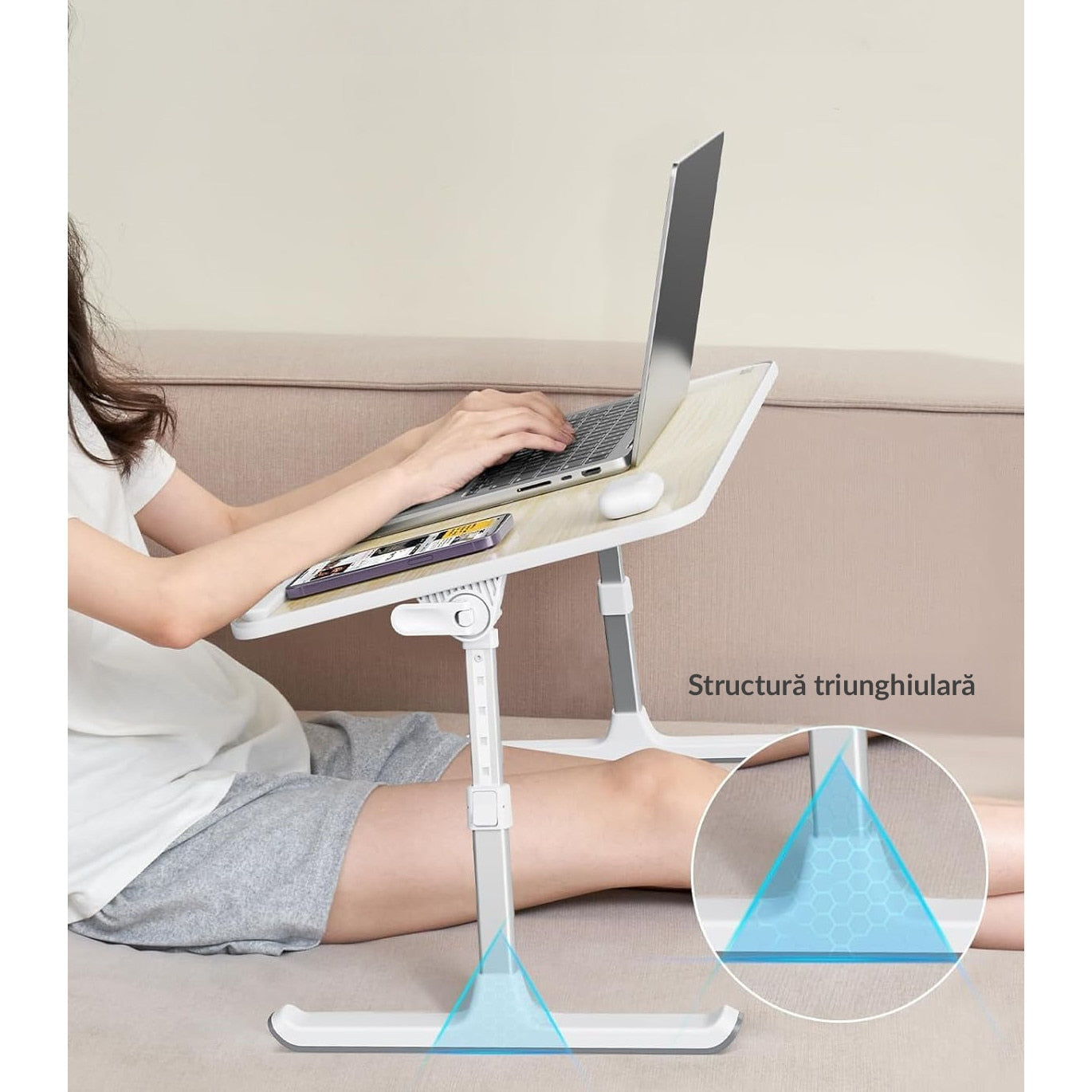 Masa pliabila pentru Laptop NextWave®️, pentru birou, pat sau canapea, 5 niveluri de inaltime si 4 unghiuri de inclinare – imaginea 3