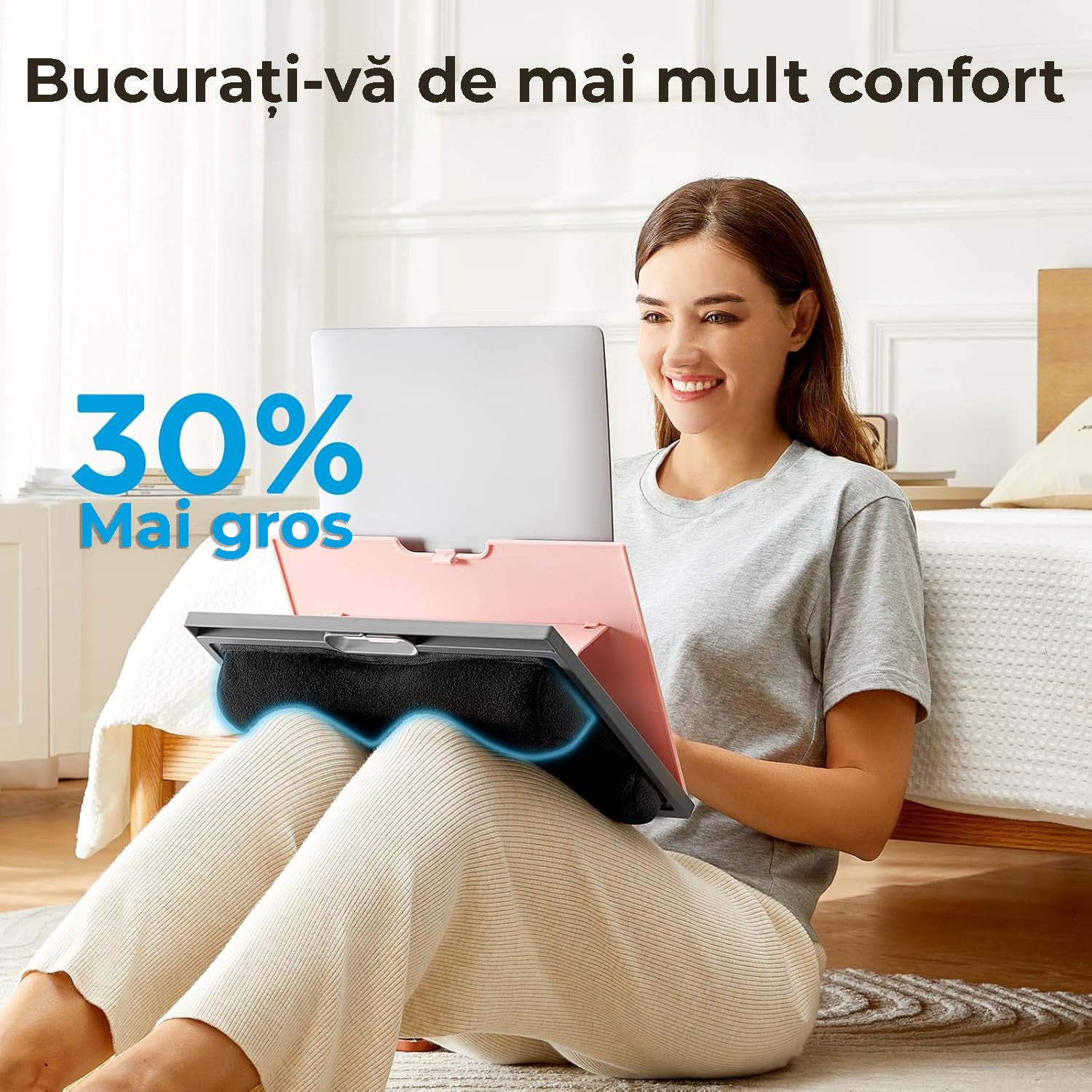 NextWave® Masa laptop reglabila cu perna – 9 unghiuri ajustabile, suport pentru laptop pana la 15 "6", mouse pad integrat – imaginea 3
