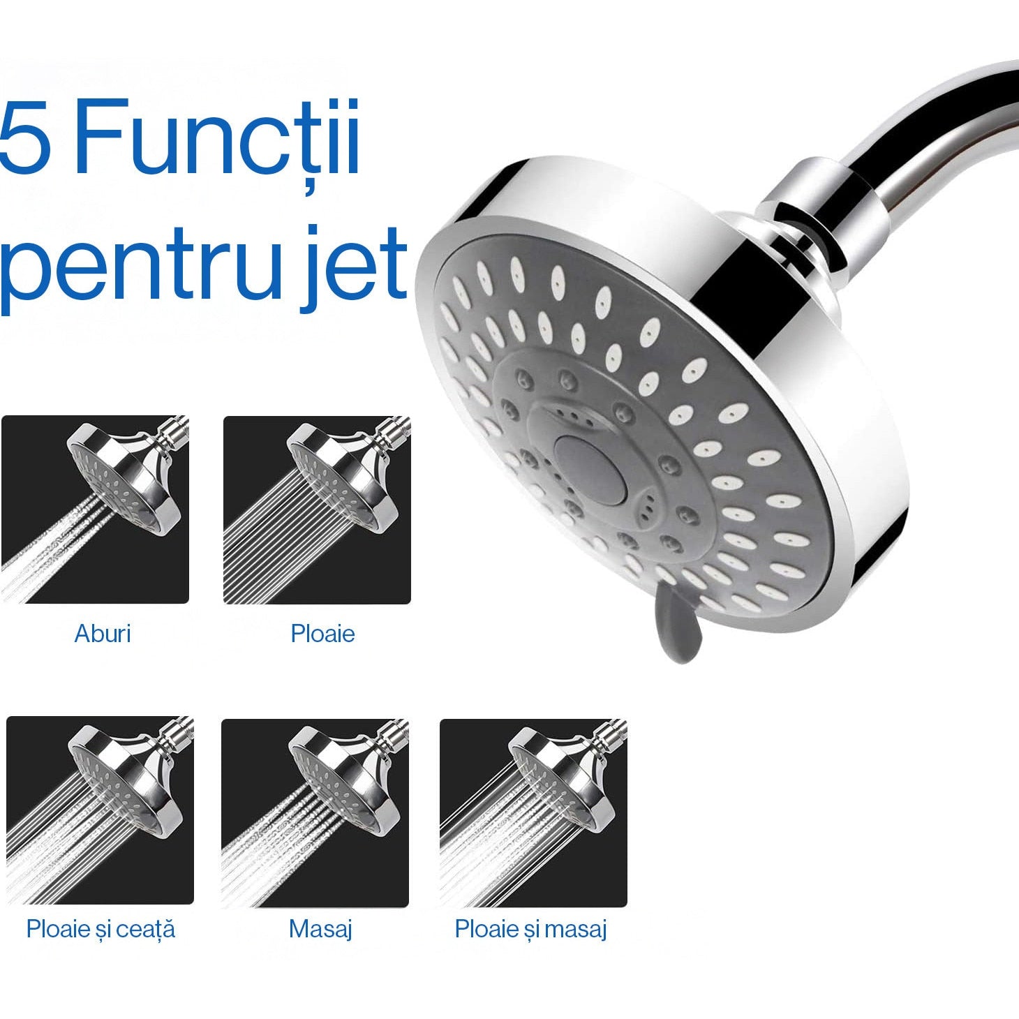 Filtru de apa premium NextWave® para de dus inclus, presiune ridicata, 5 moduri de pulverizare (ploaie, masaj, ceata – imaginea 3